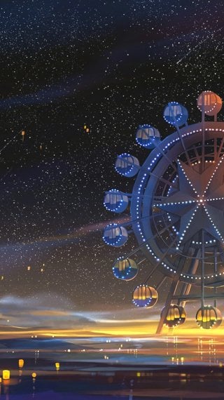 Ferris Wheel Minimal Art Wallpaper