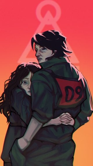 Heo Sung Tae y Han Mi Nyeo de El juego del calamar Fondo de pantalla