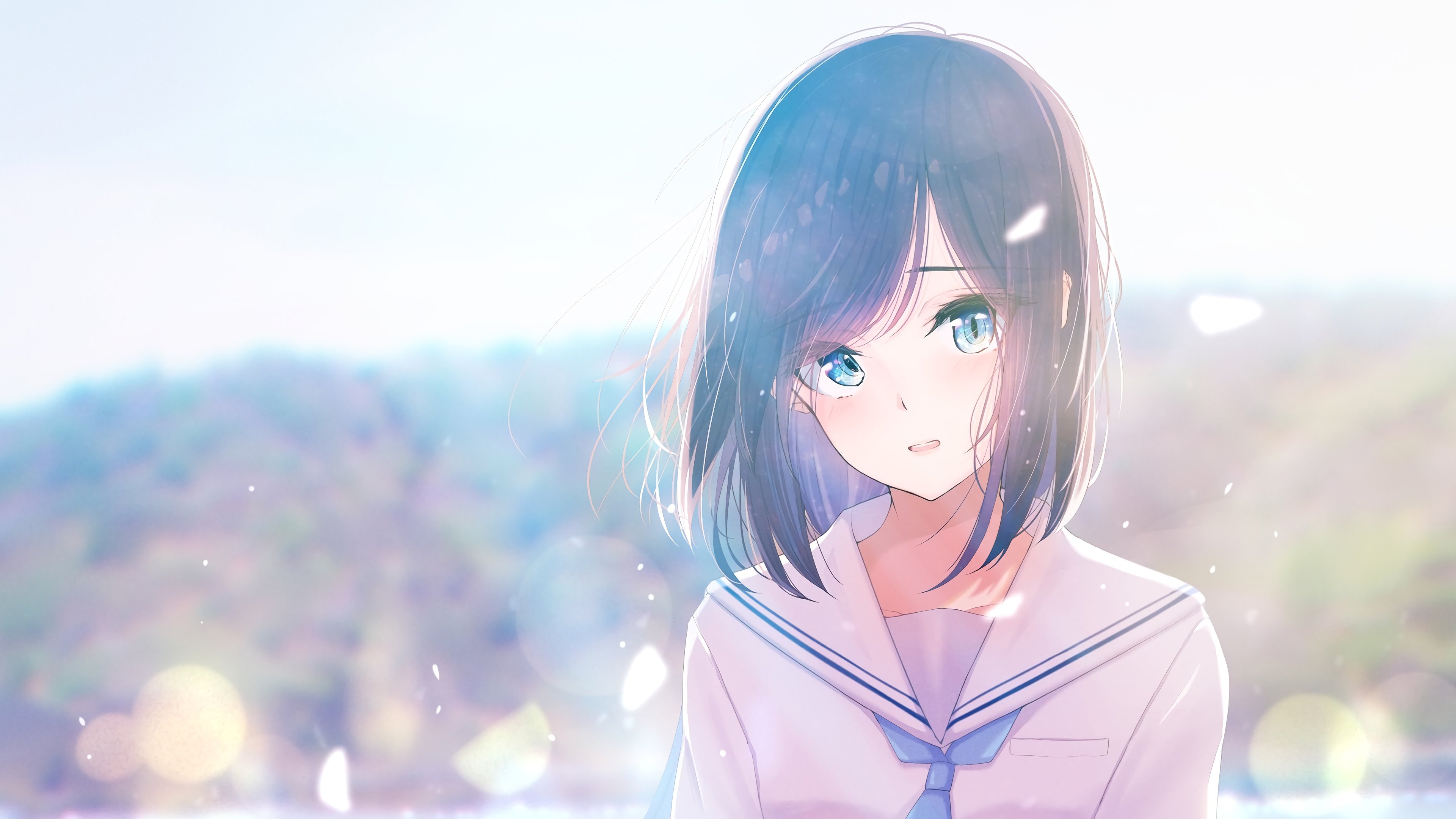 Anime girl student in uniform Wallpaper 4k Ultra HD ID:3723