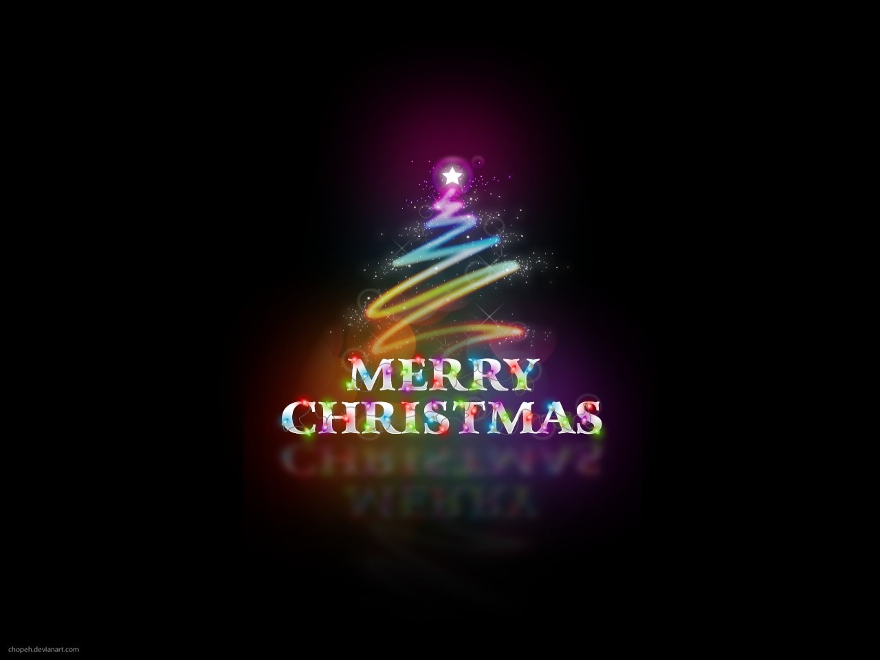 Wallpaper Christmas tree with lights