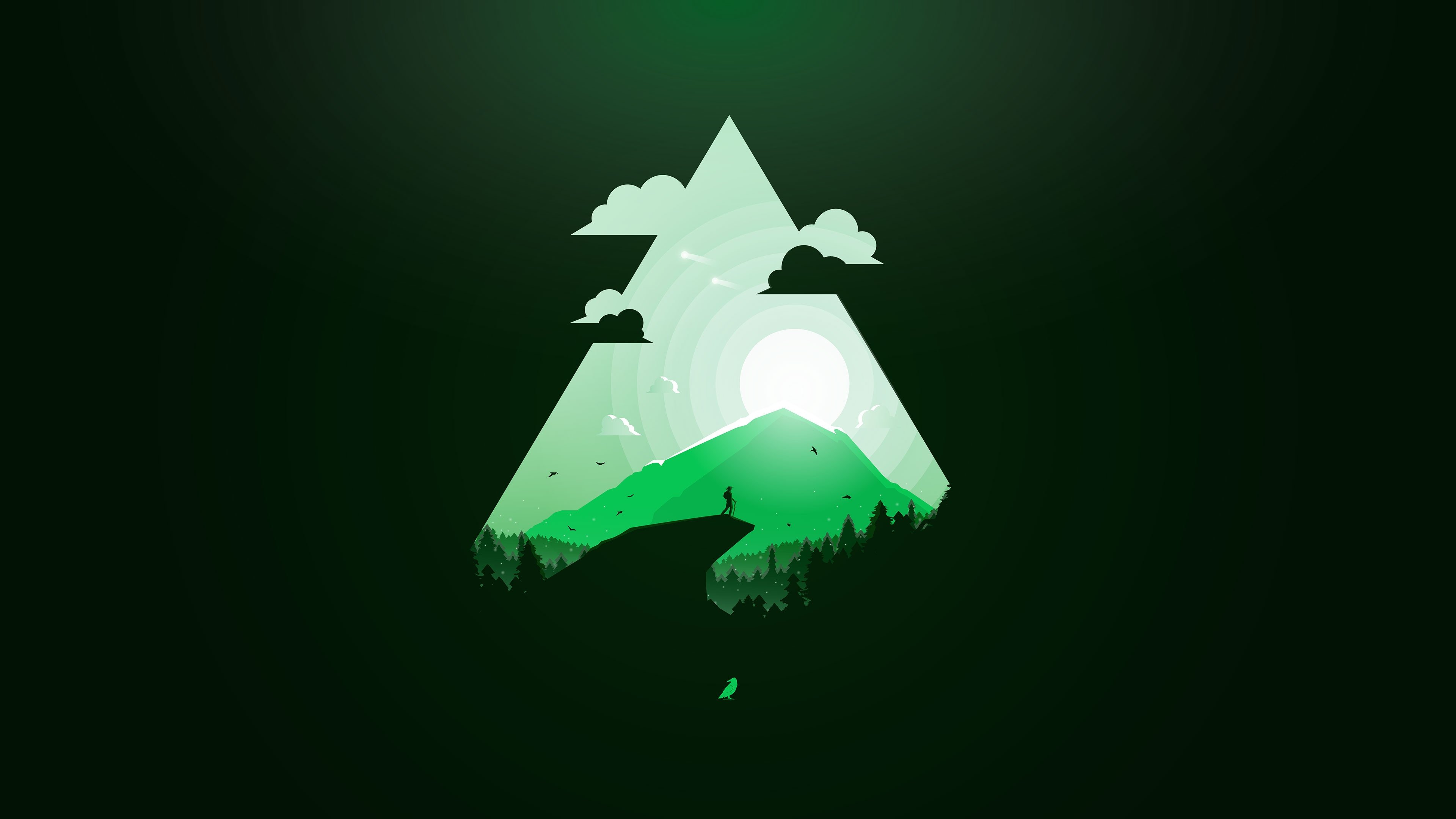 Fondos de pantalla Arte paisaje montaña bosque en triangulo