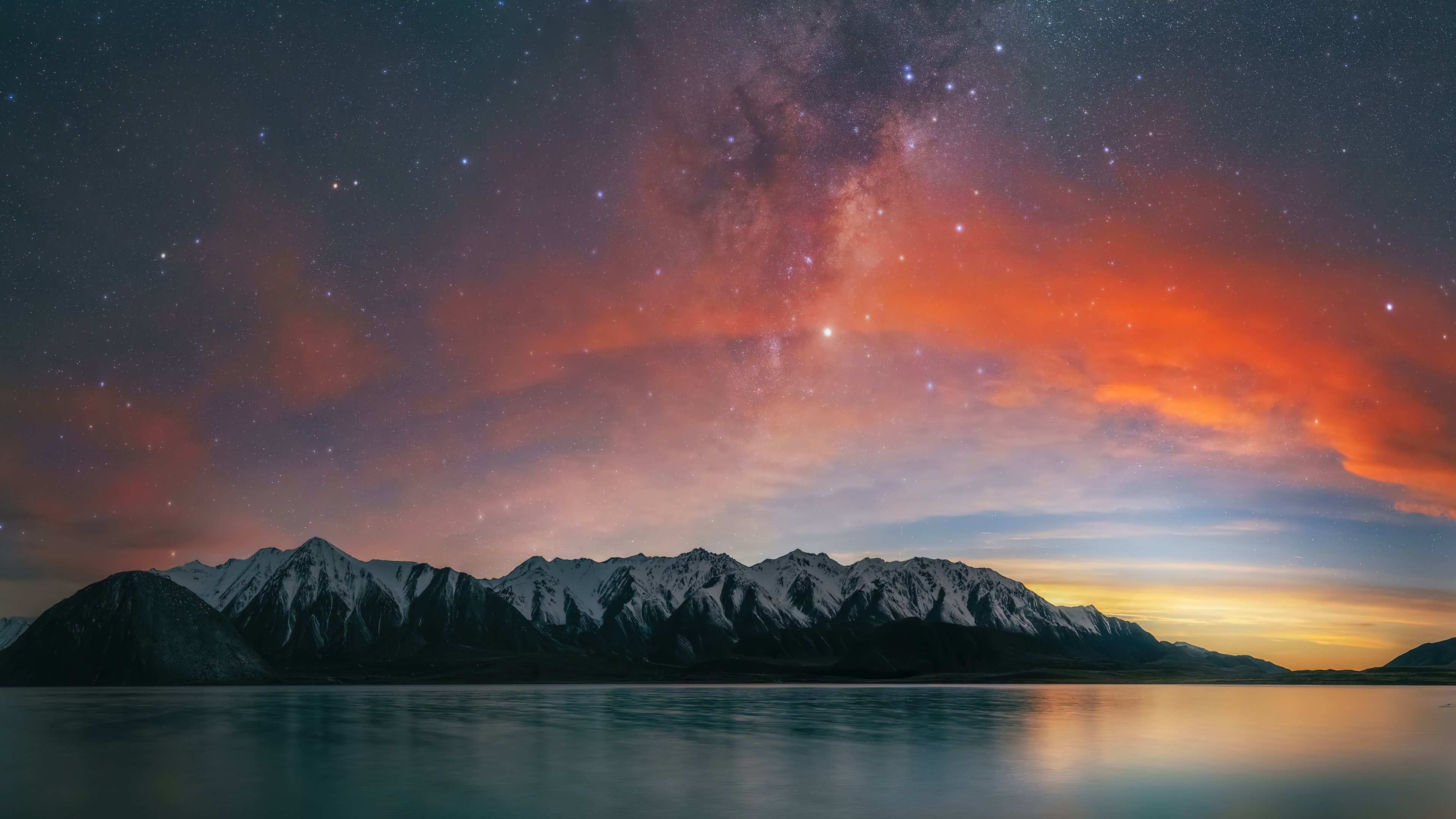 Wallpaper Sunset with stars in New Zeland