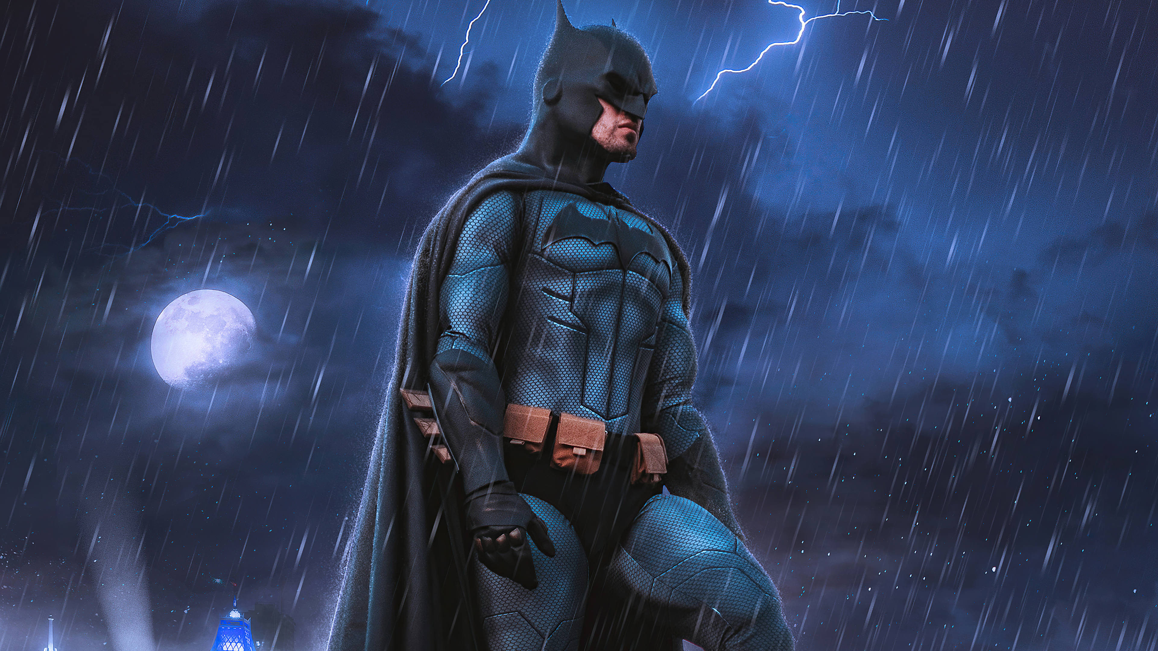 Wallpaper Batman on a rainy night