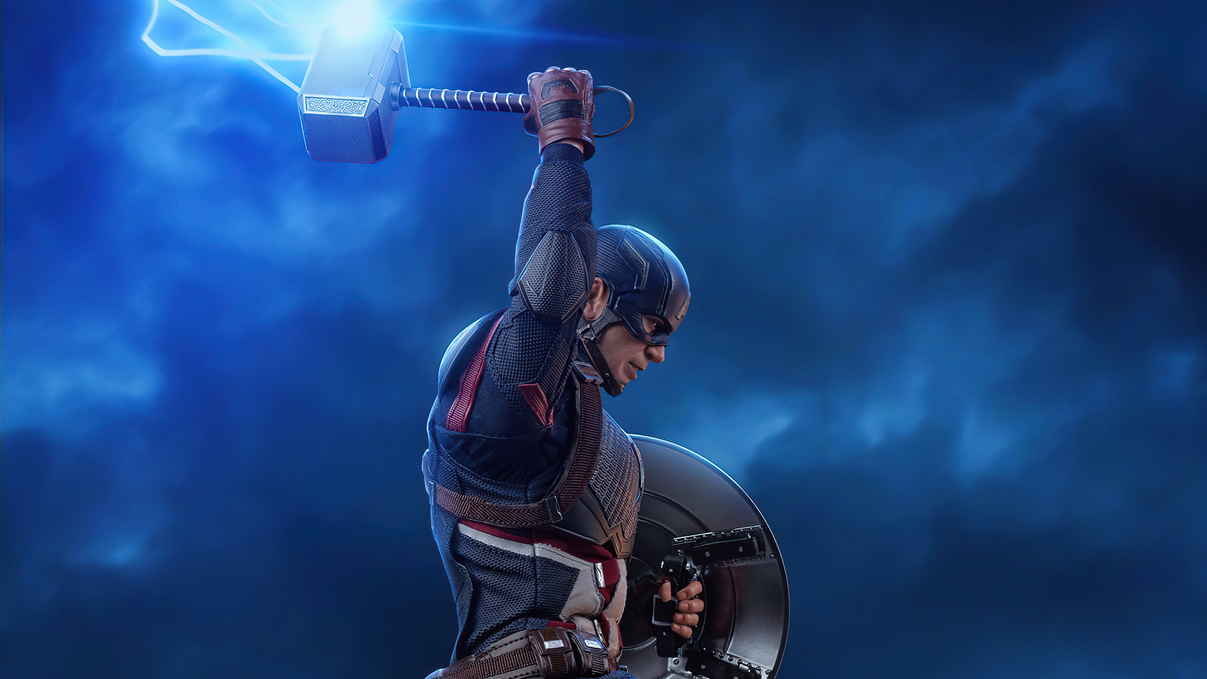 Wallpaper Captain America with Thor's Hammer