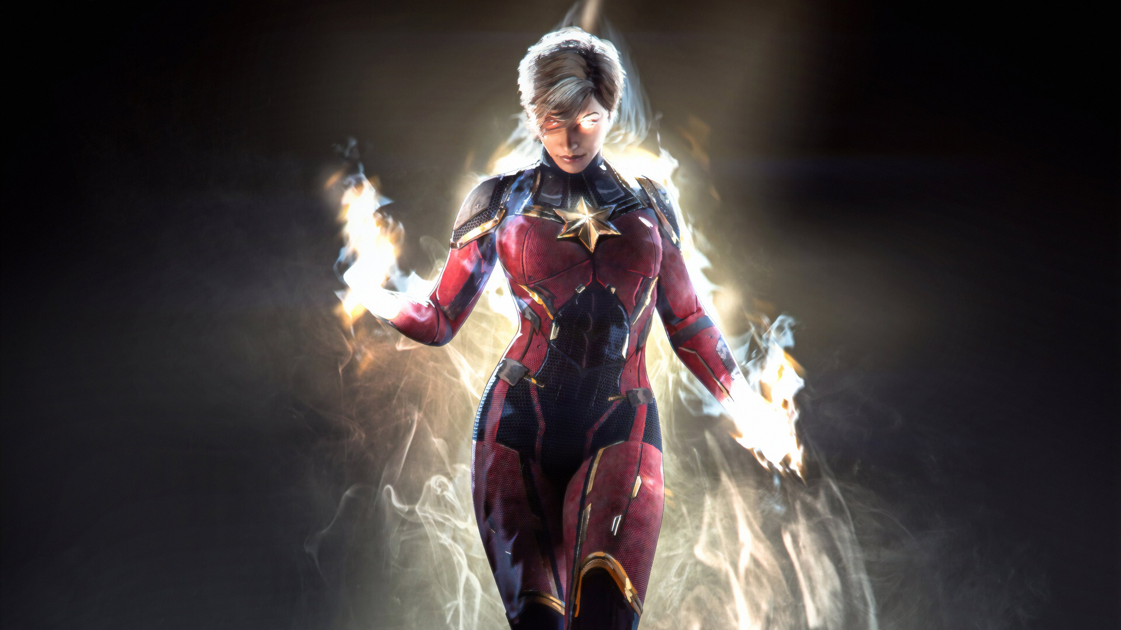 Wallpaper Captain Marvel on fire