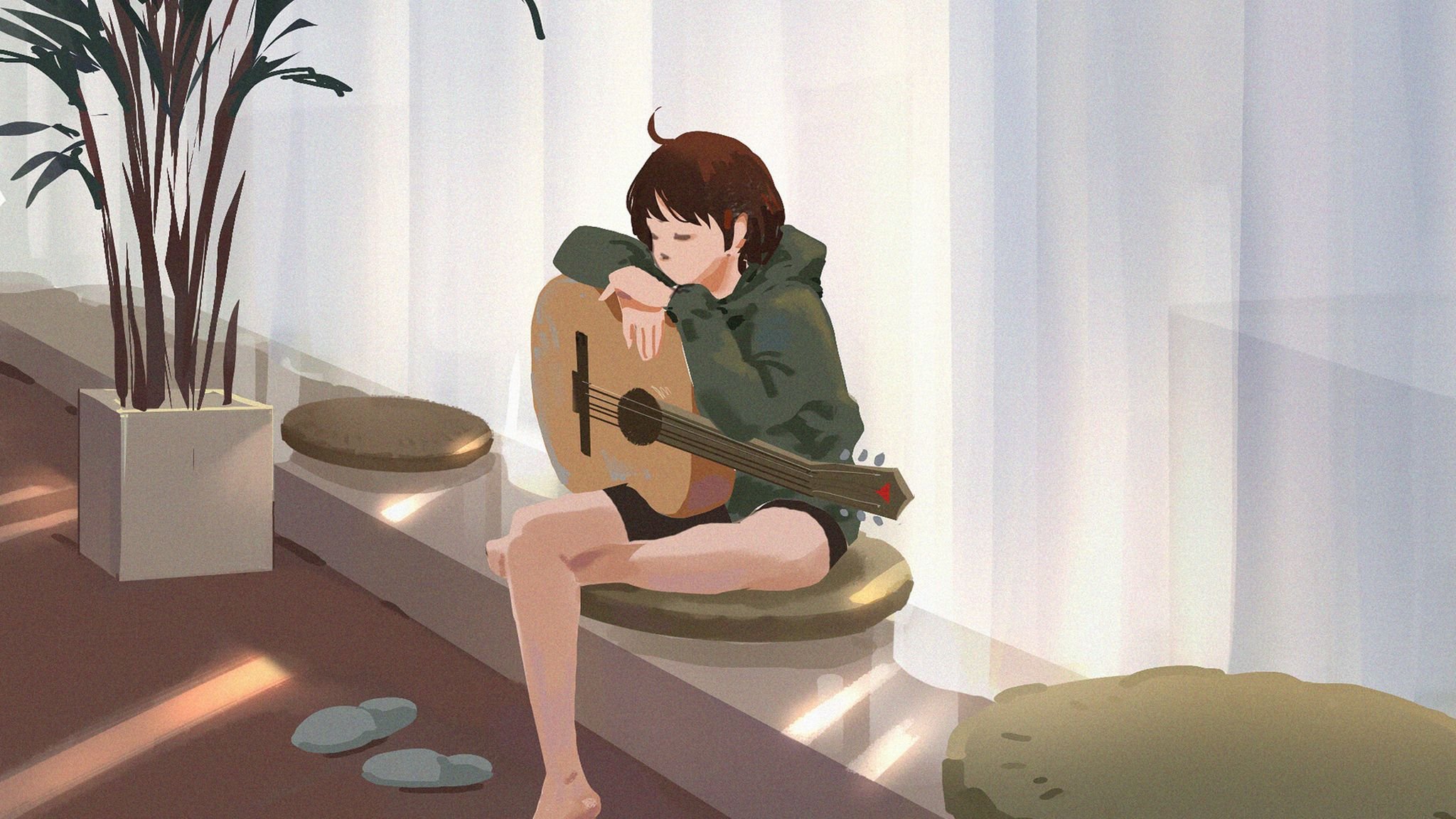 Wallpaper Girl with guitar