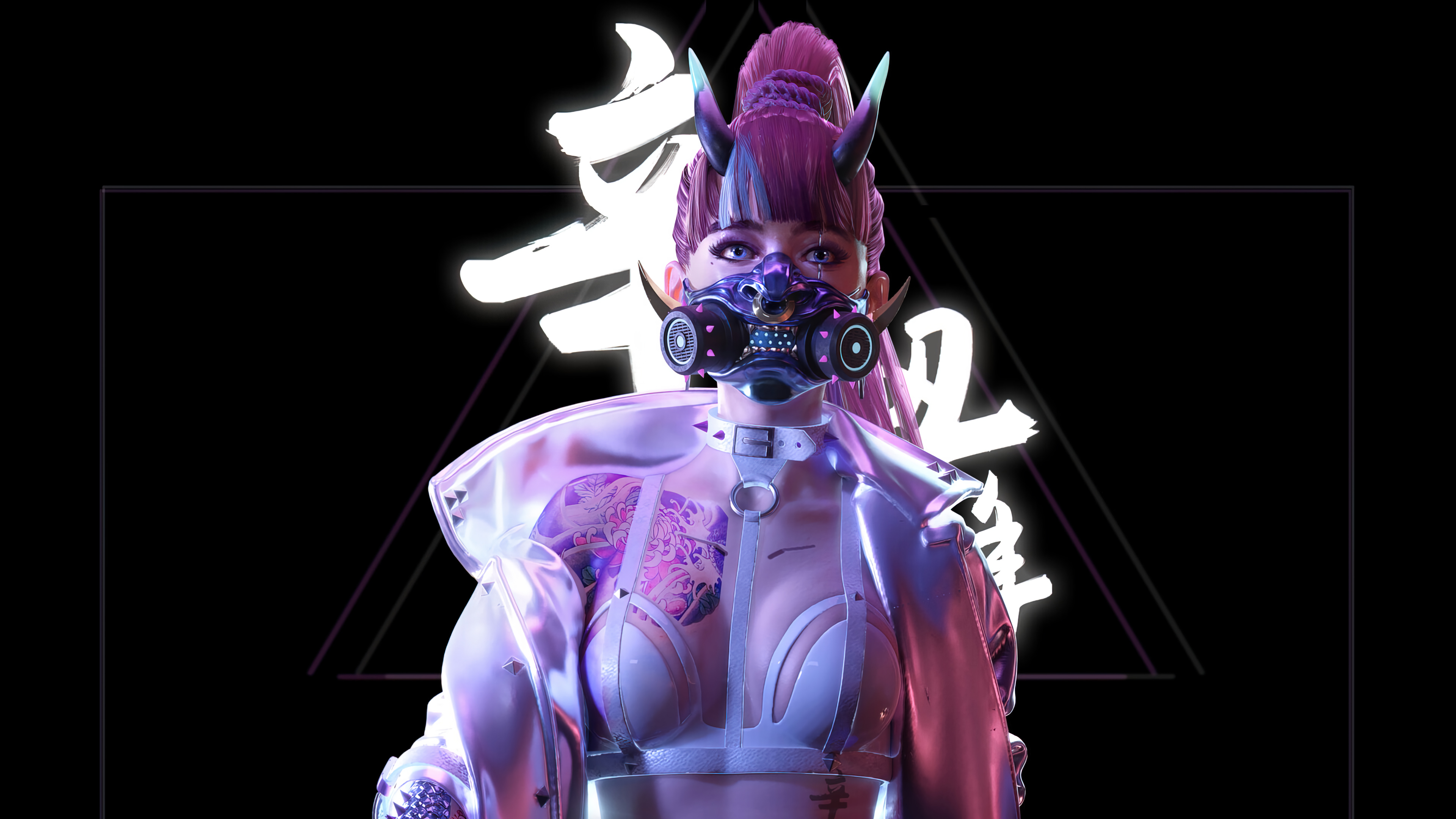 Wallpaper Cyberpunk Girl with mask