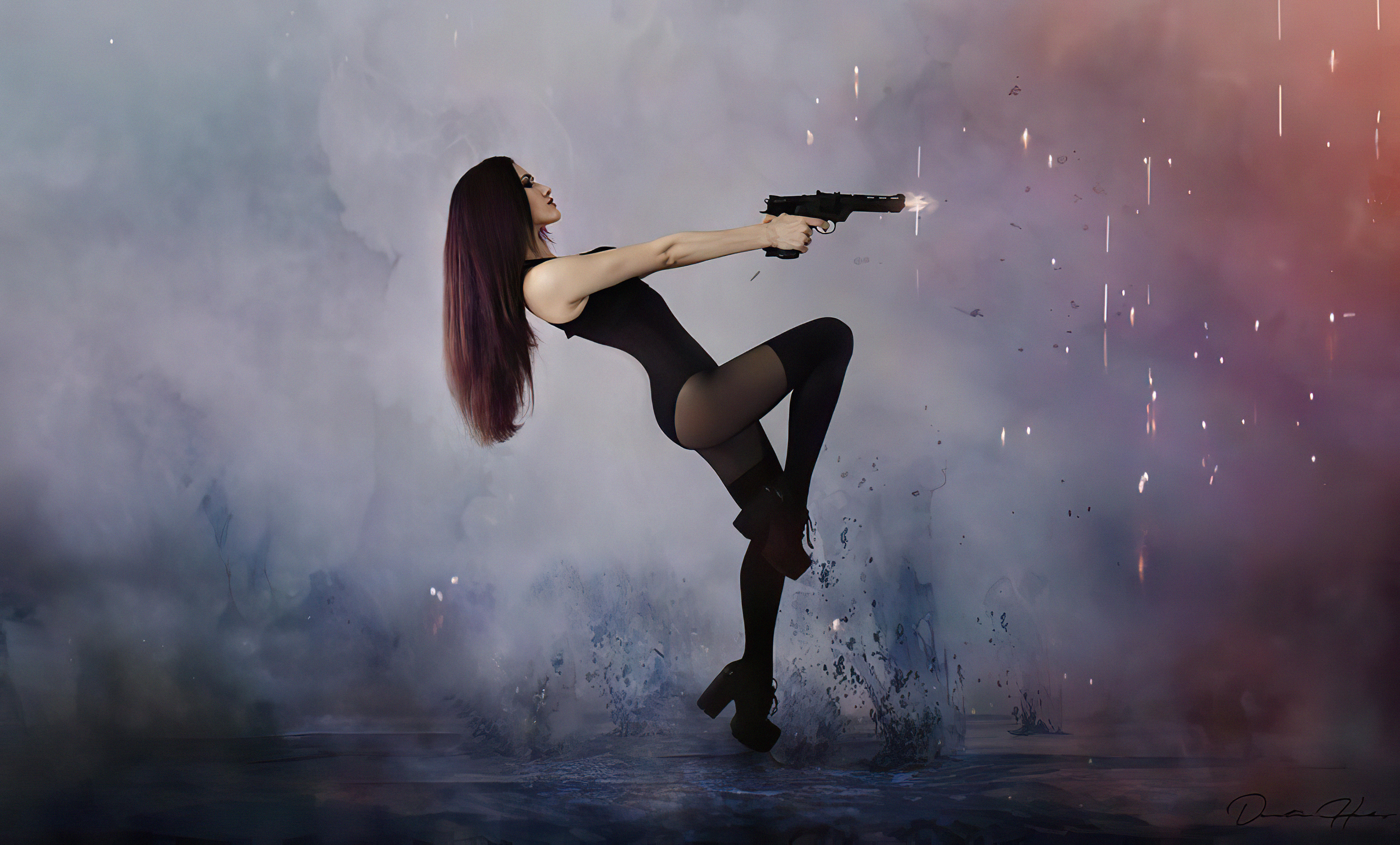 Wallpaper Girl with a gun
