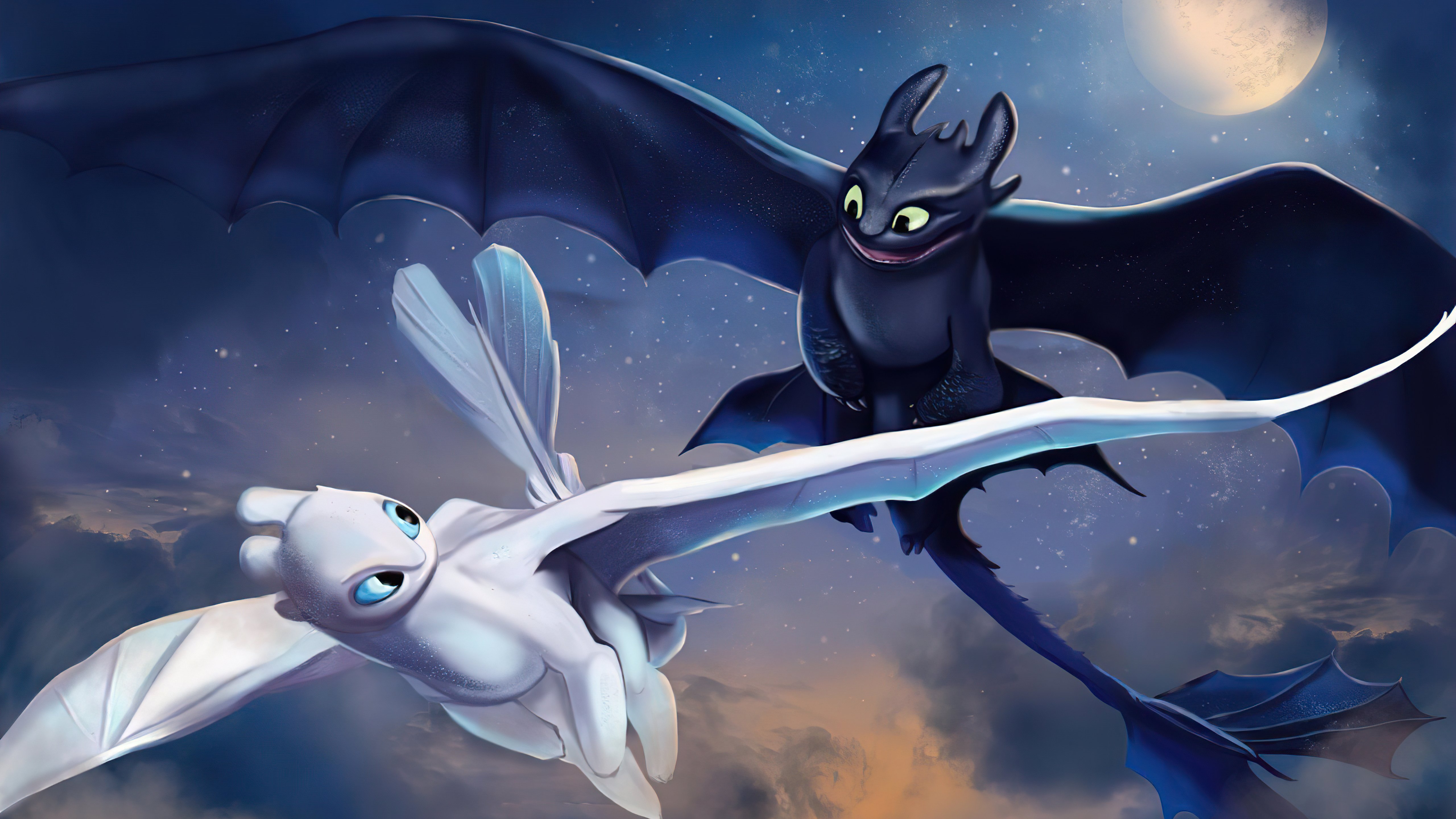 Wallpaper Toothless and Light Fury