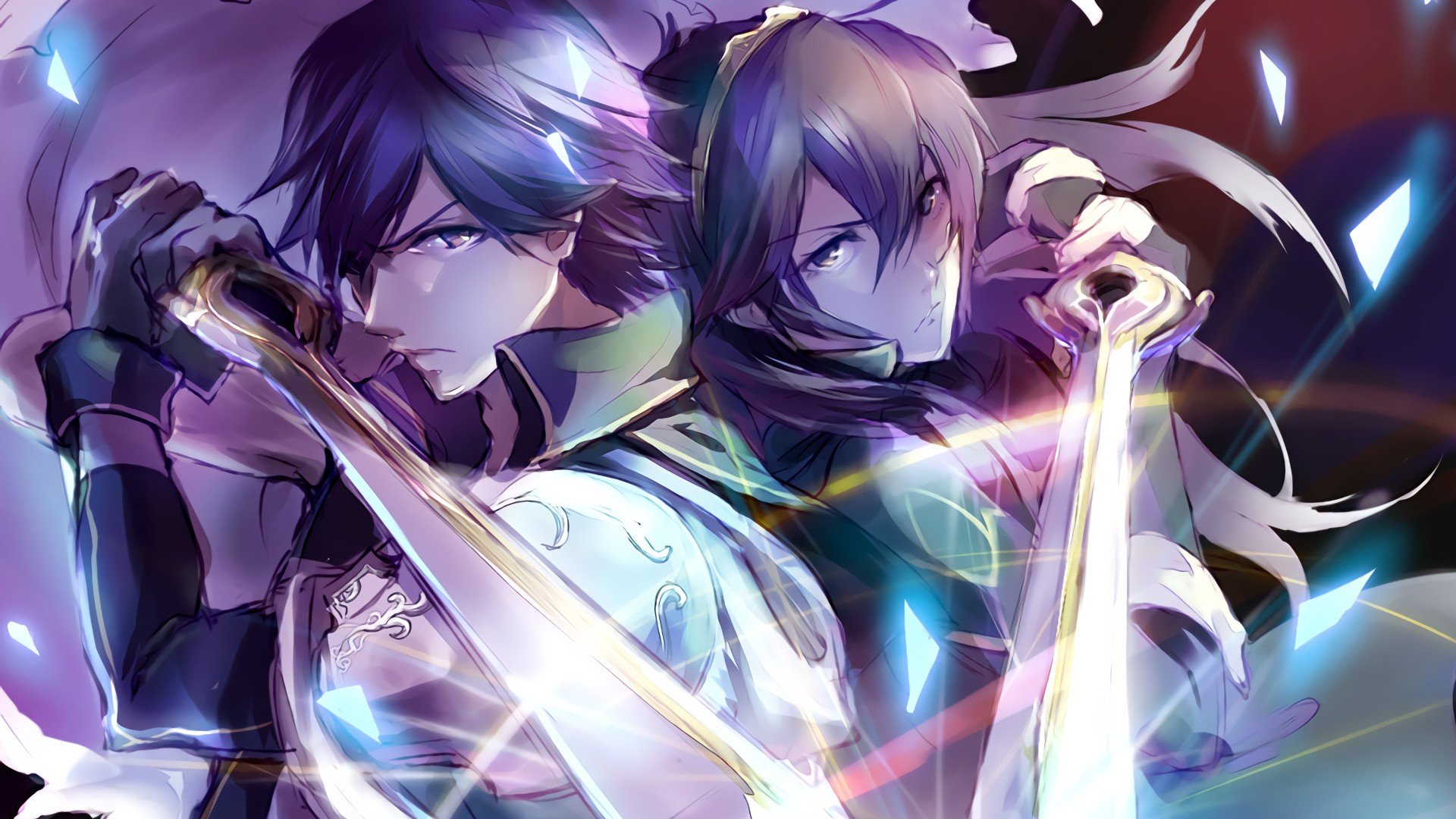Wallpaper Chrom and Lucina with sword from Fire Emblem Awakening. 