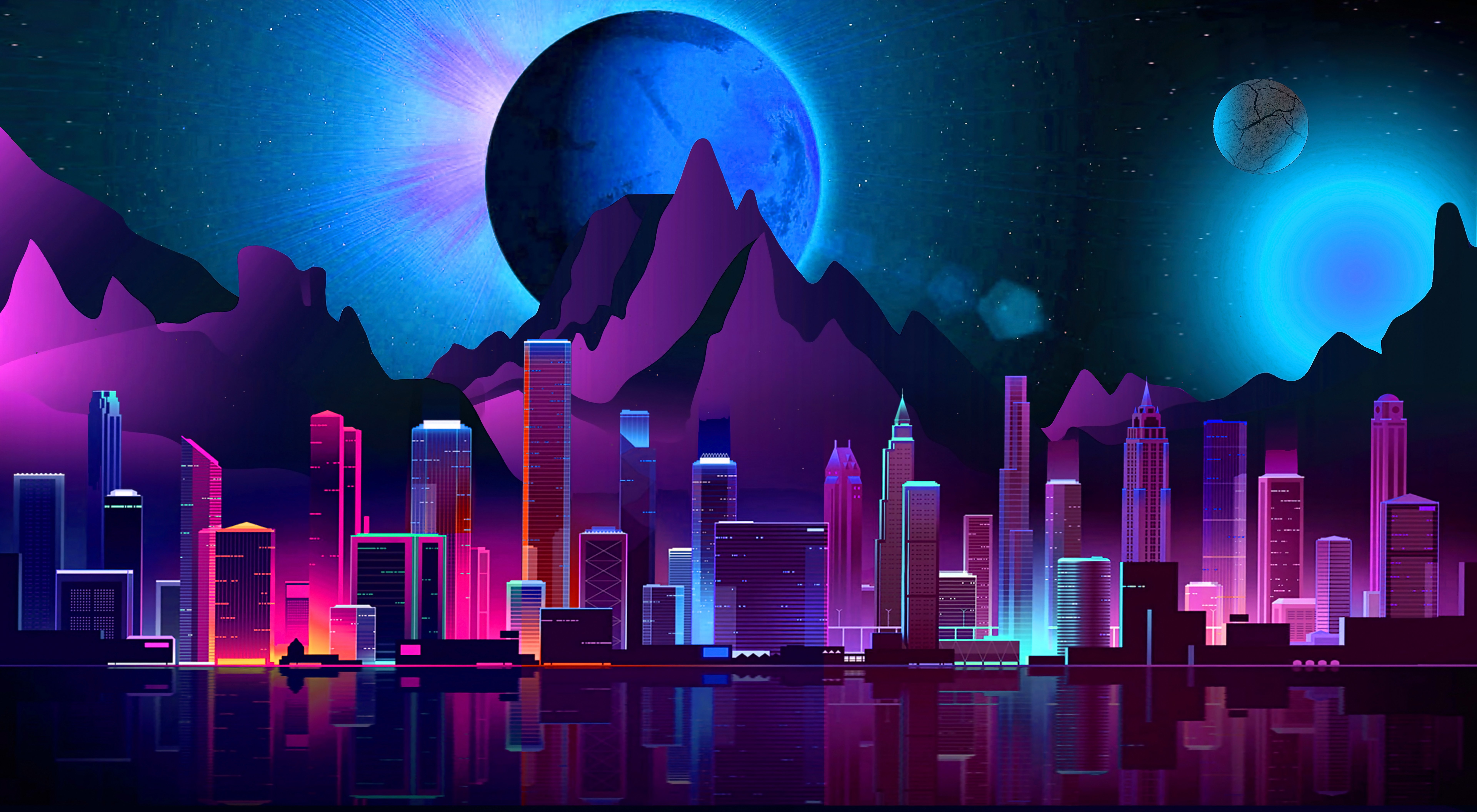 Fondos de pantalla Futuristic City Retro Style