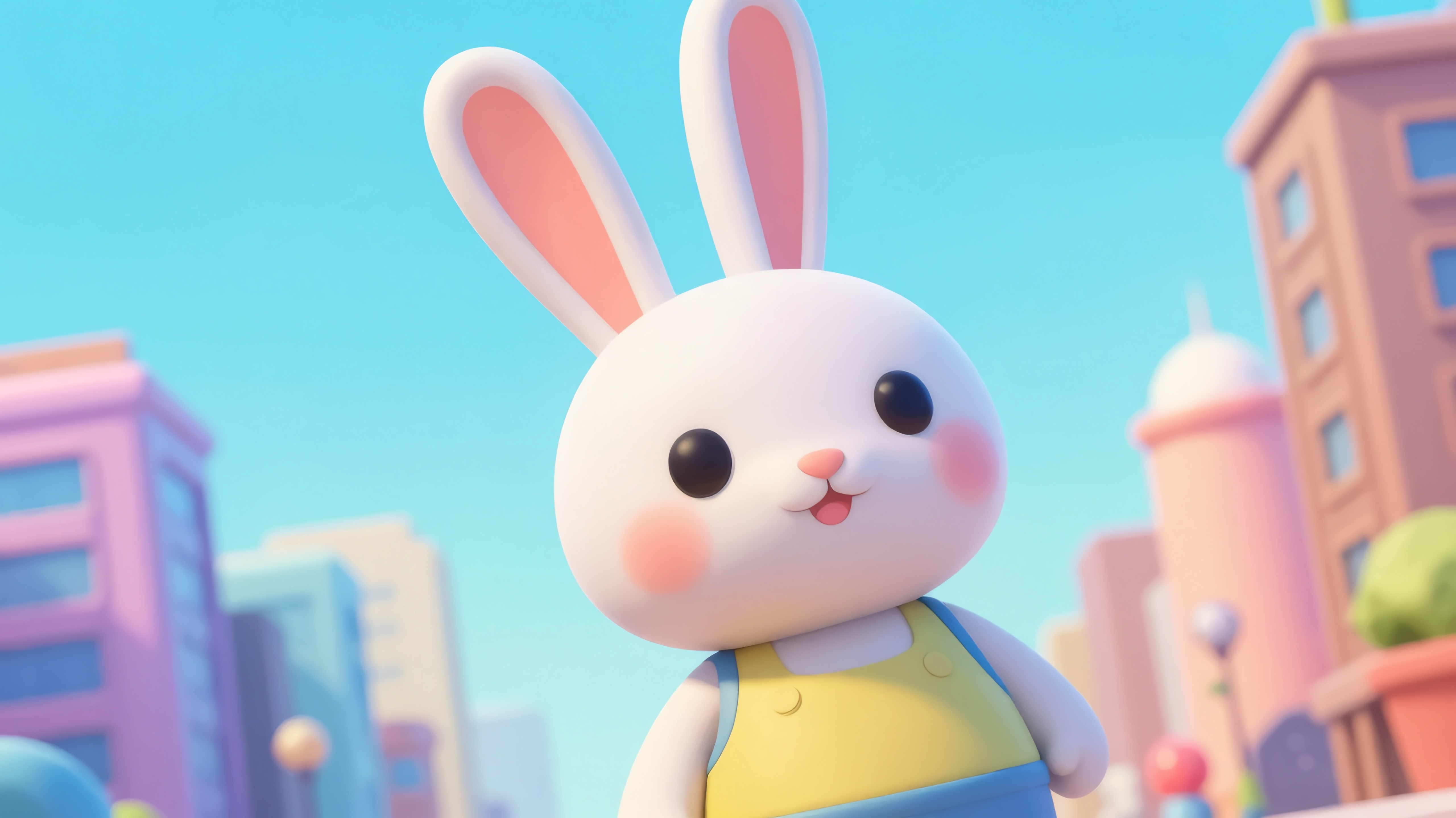 Aesthetic Minimalist 3D Easter Bunny in Pastel ColorsWallpaper