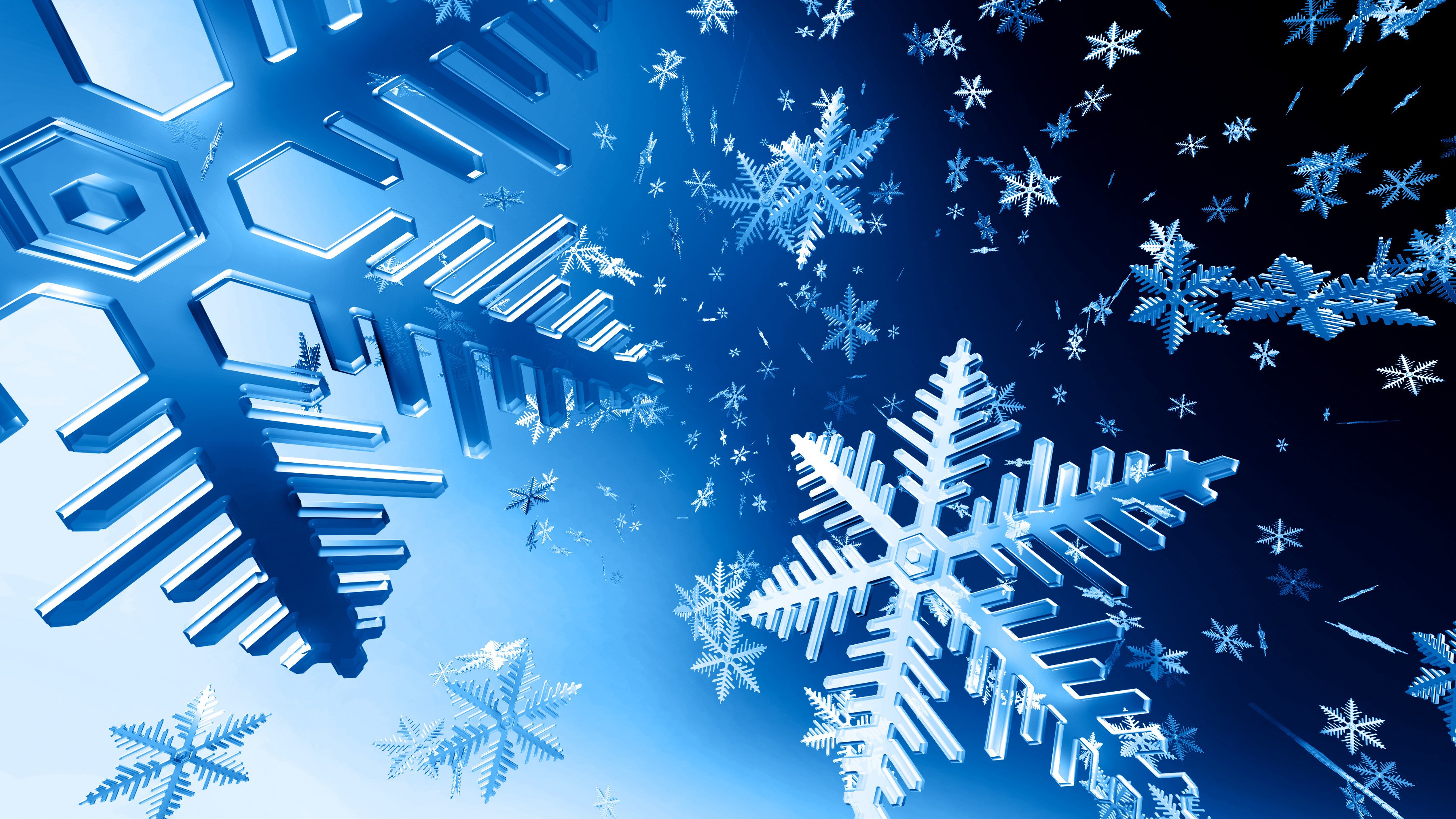 Wallpaper Snowflakes in perspective