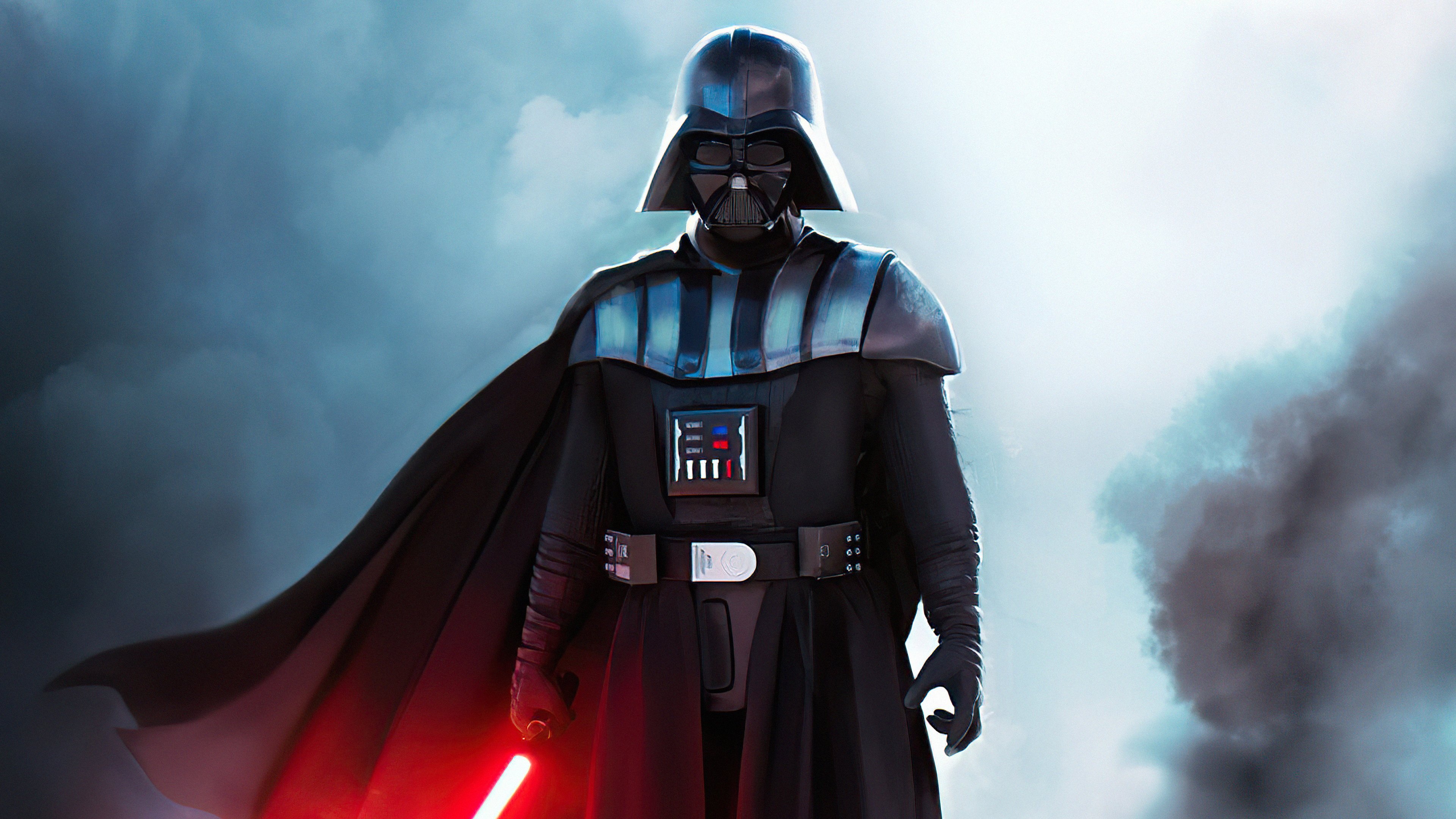 Fondos de pantalla Darth Vader con sable de luz rojo