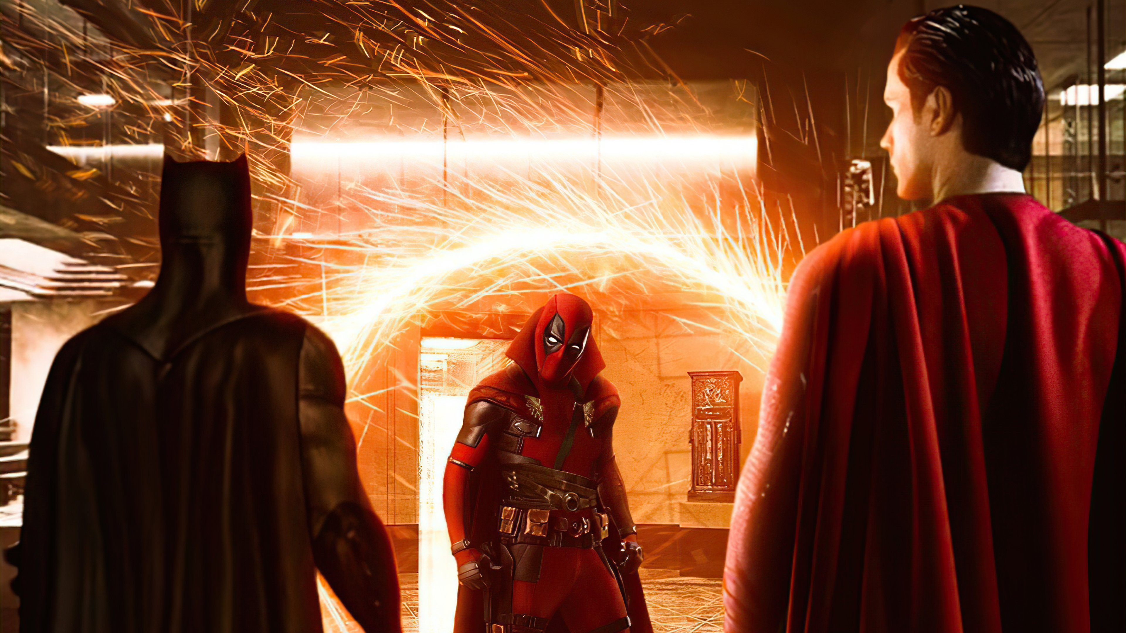 Wallpaper Deadpool as Dr Strange with Batman and Superman