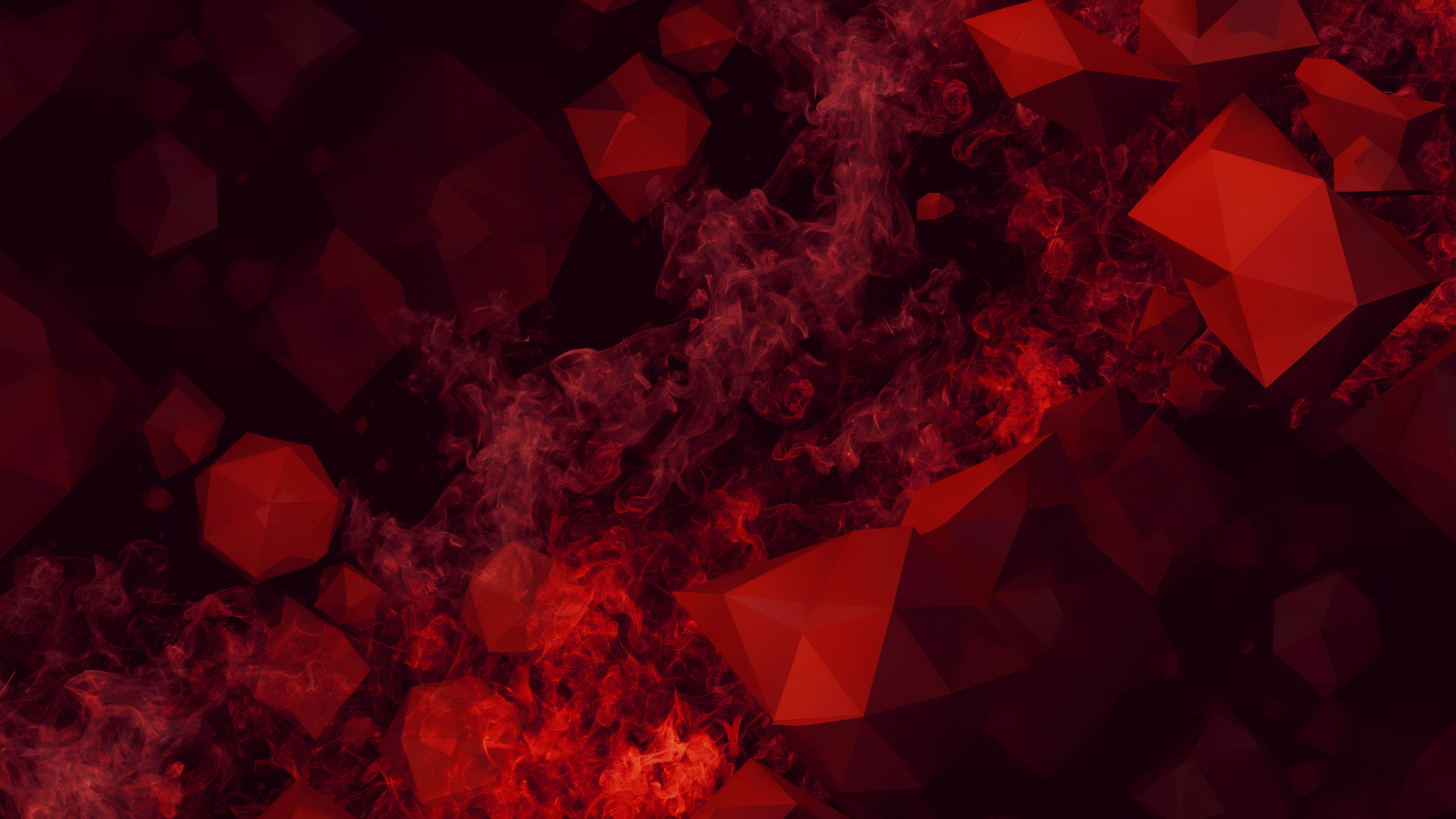 Fondos de pantalla Diseño low poly abstracto rojo tinto con humo