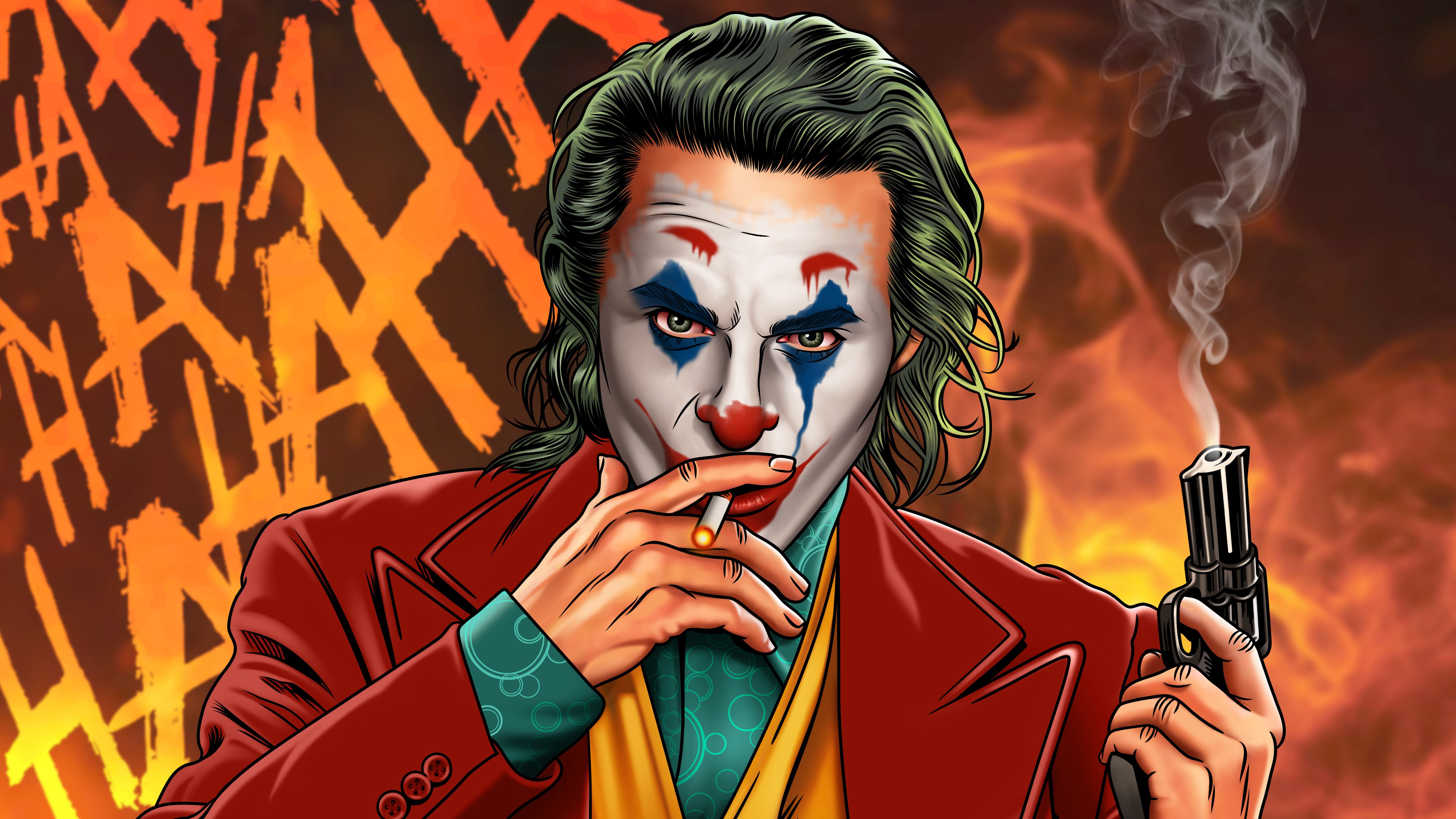 Wallpaper The Joker smoking with gun