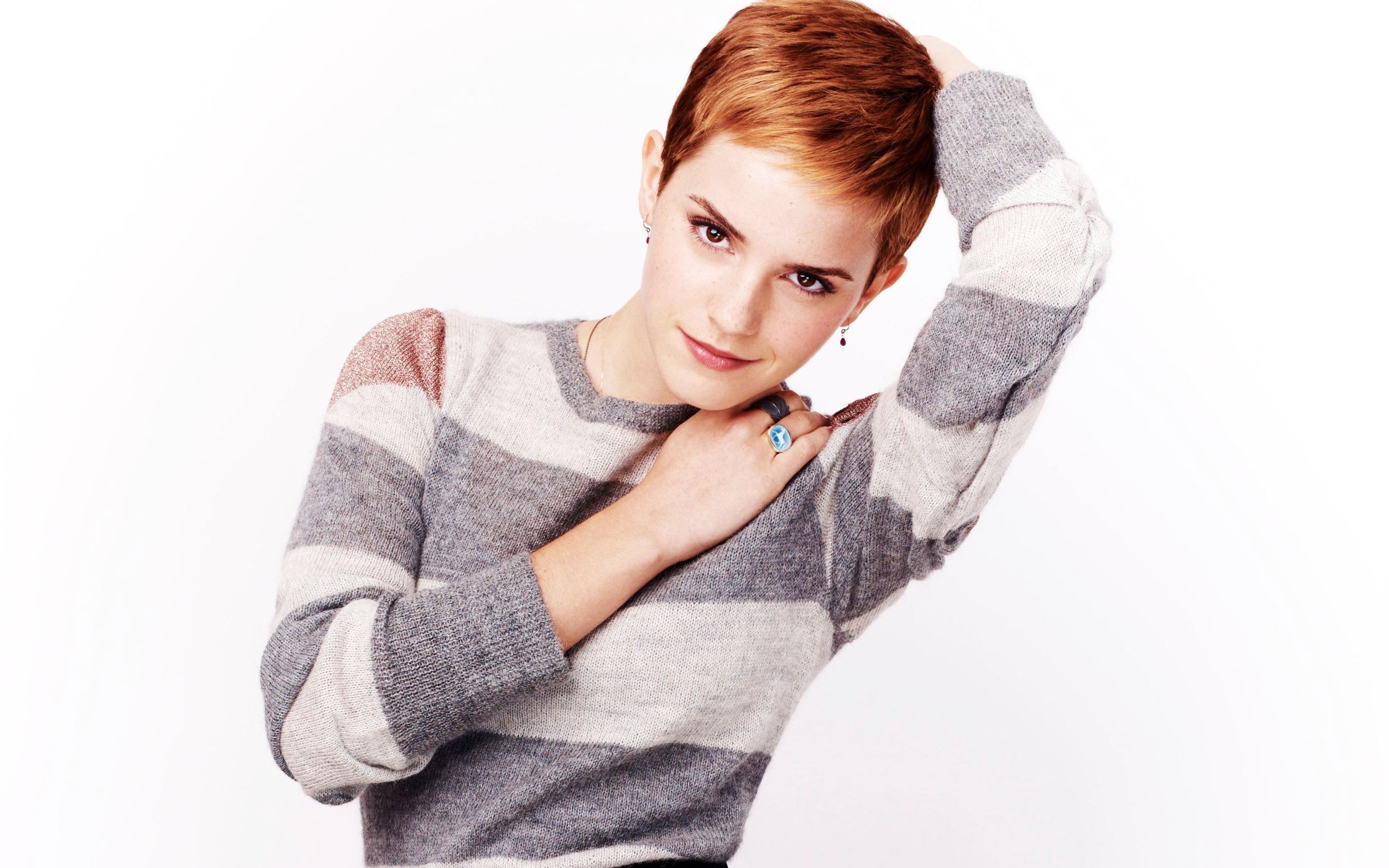 Wallpaper Emma Watson with striped suerter