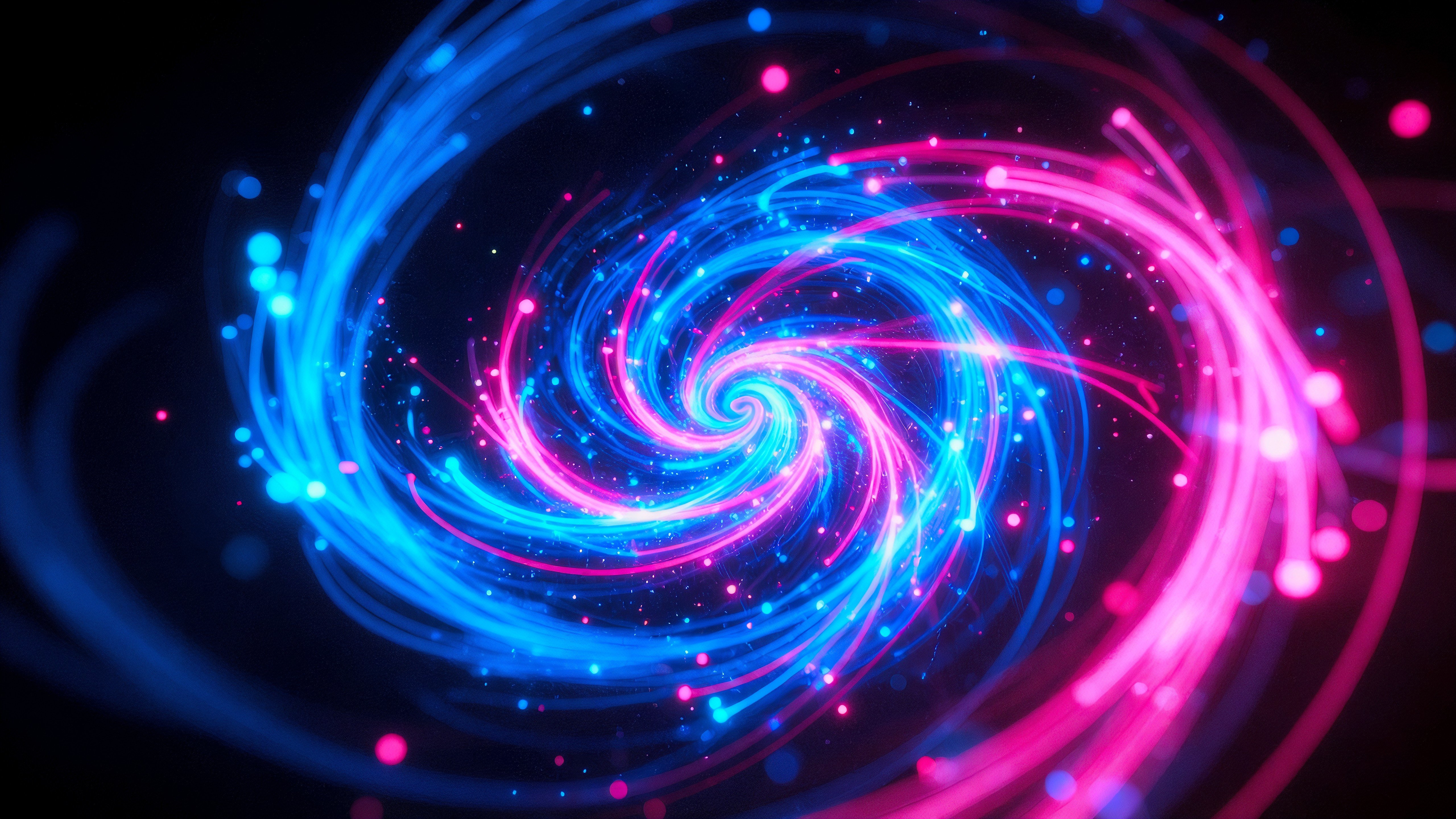 Fondos de pantalla Espiral de partículas de neón brillantes