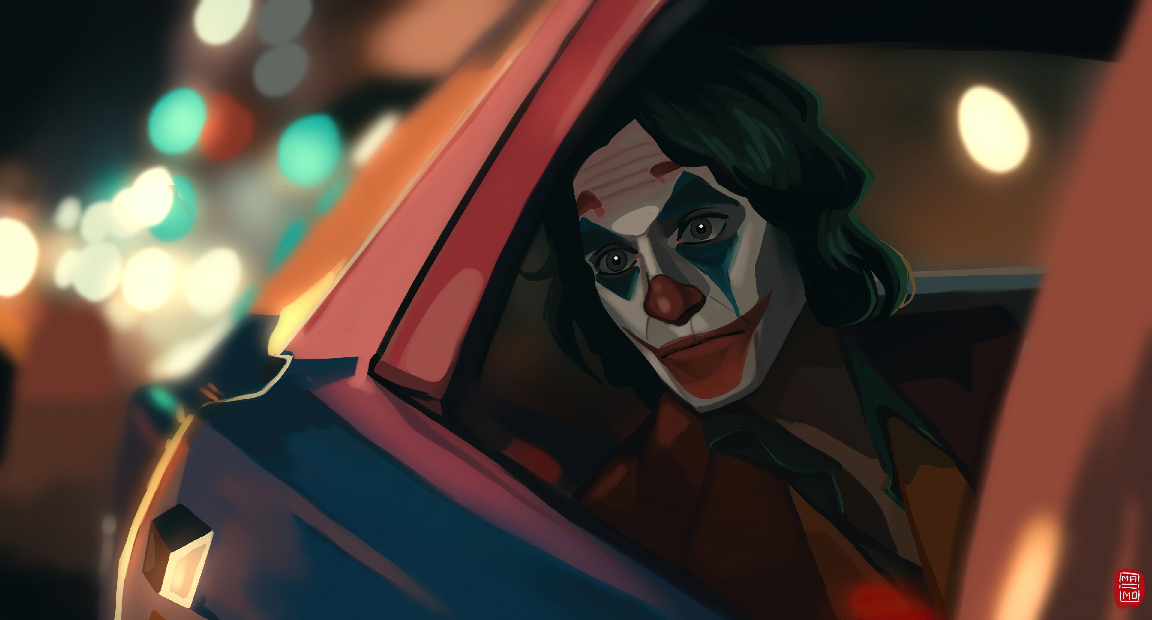 Wallpaper Joker in car Fanart