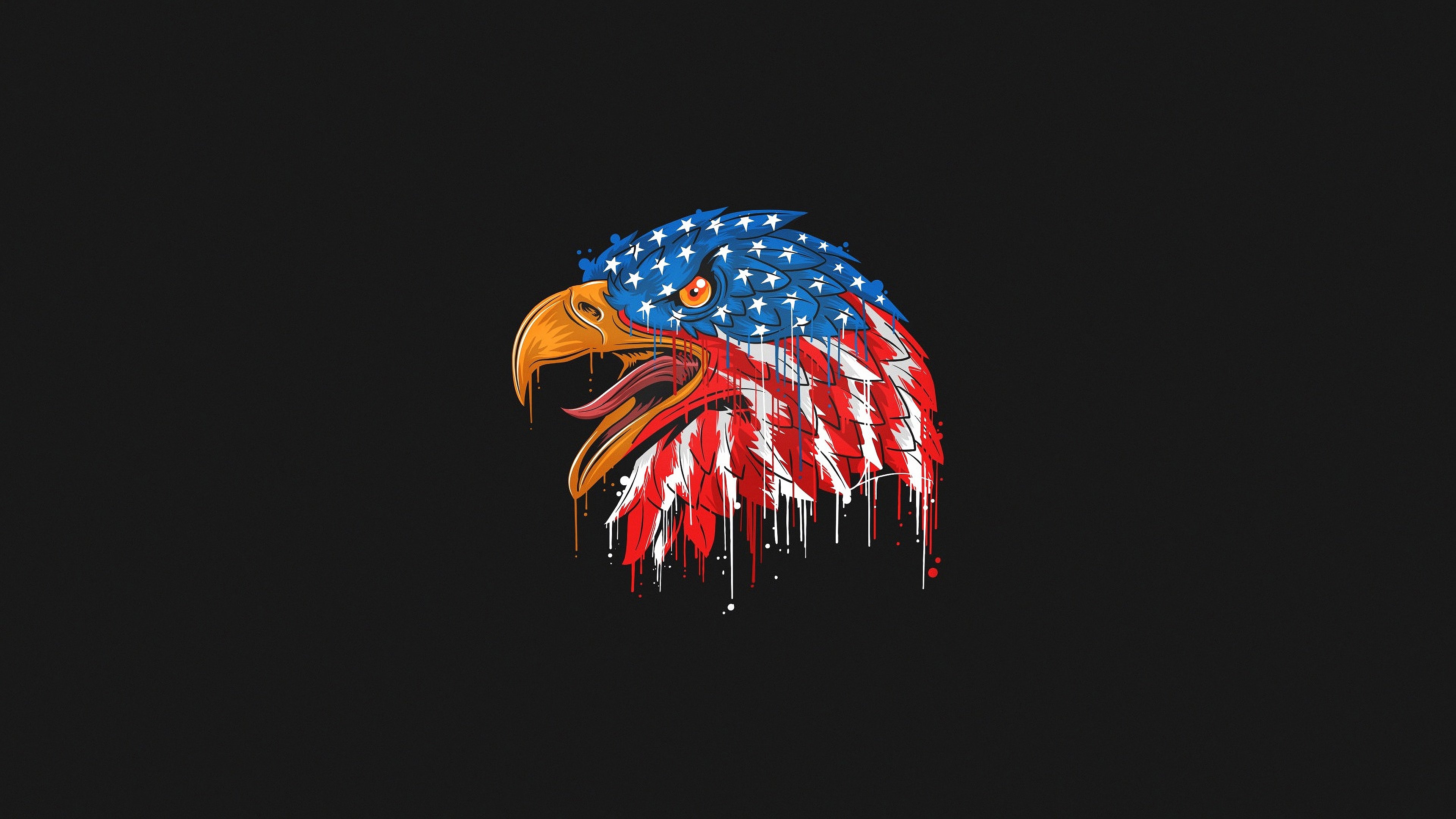 Wallpaper Eagle with United States Flag