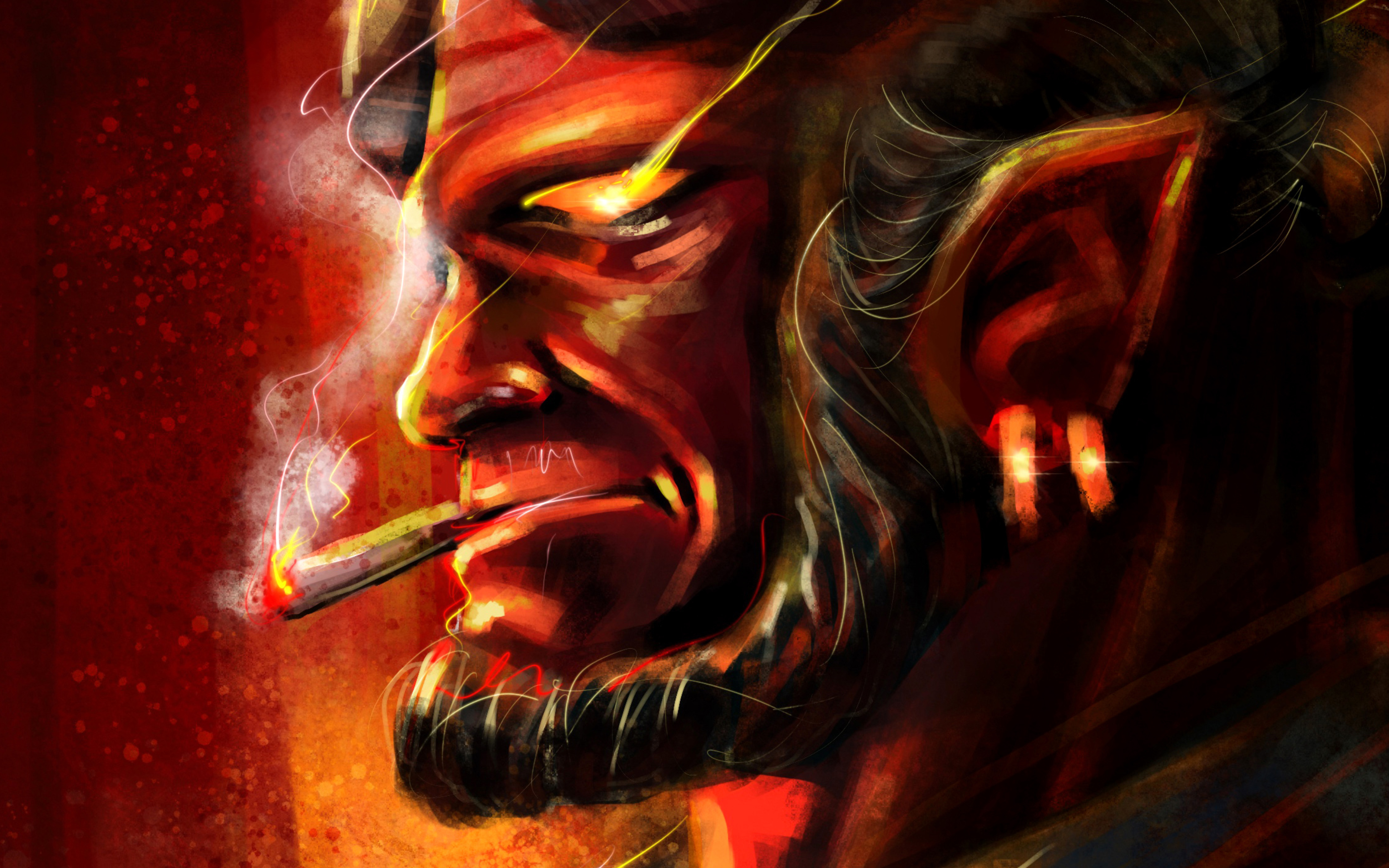 Wallpaper Hellboy with cigar