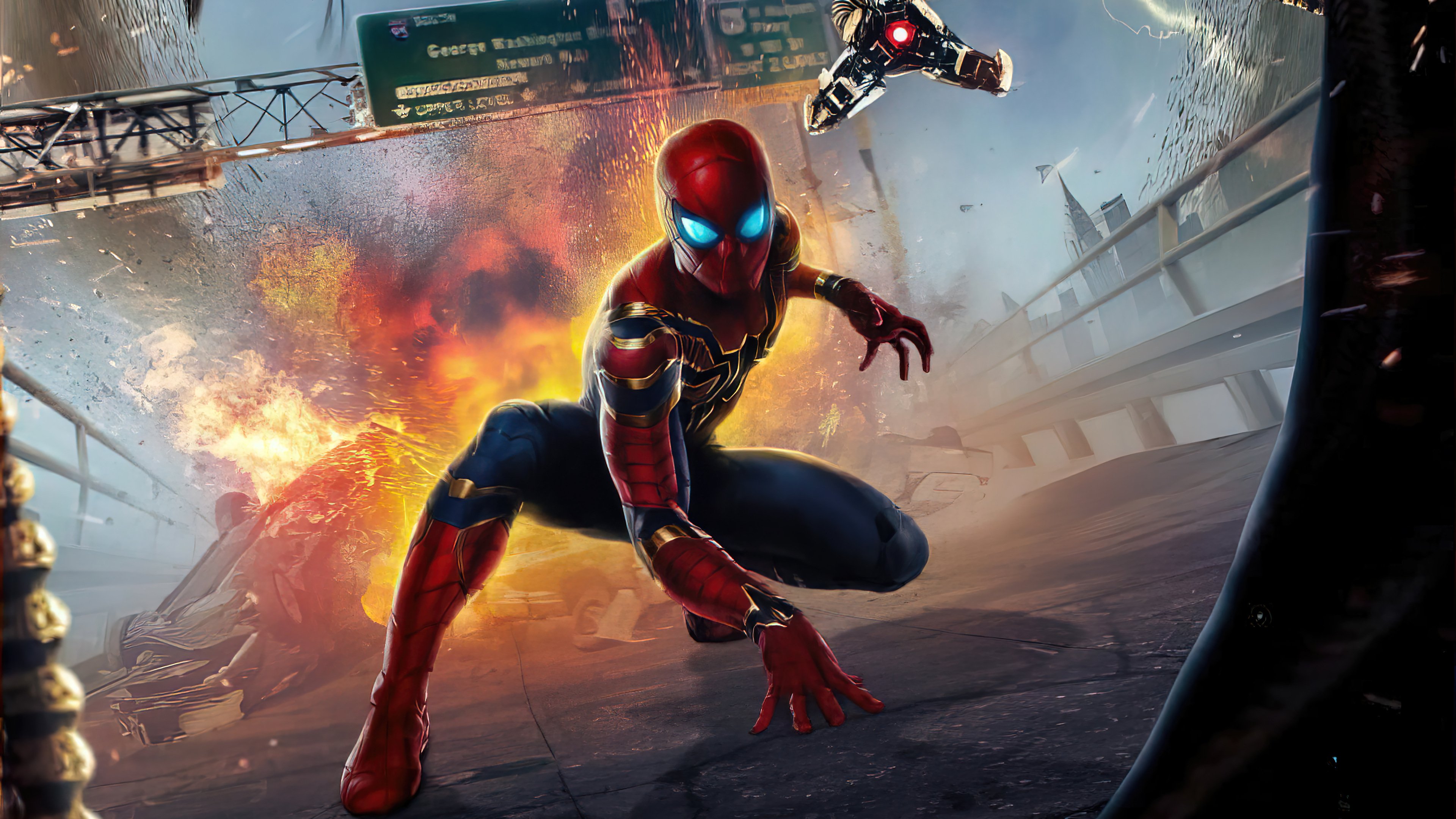 Wallpaper Spider Man with explotion behind