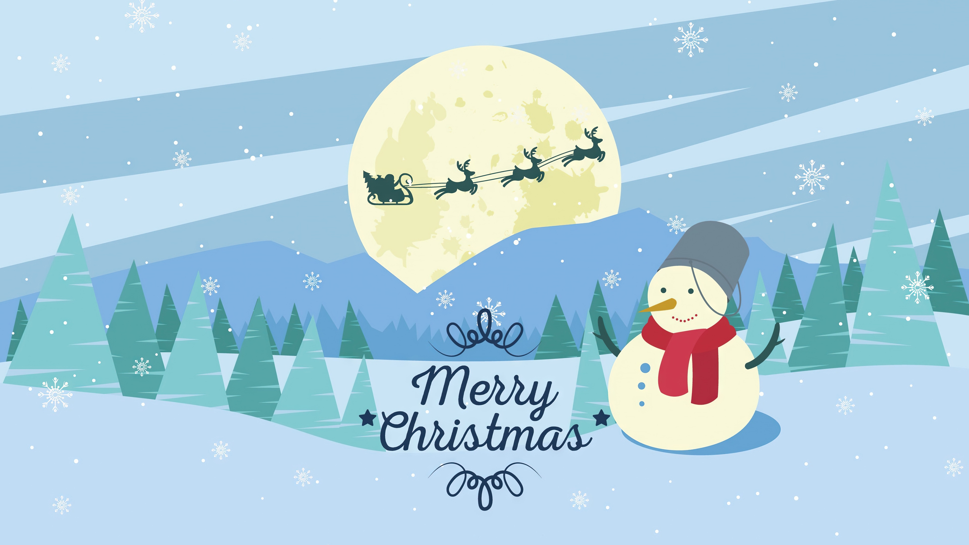 Wallpaper Snowman Merry Christmas