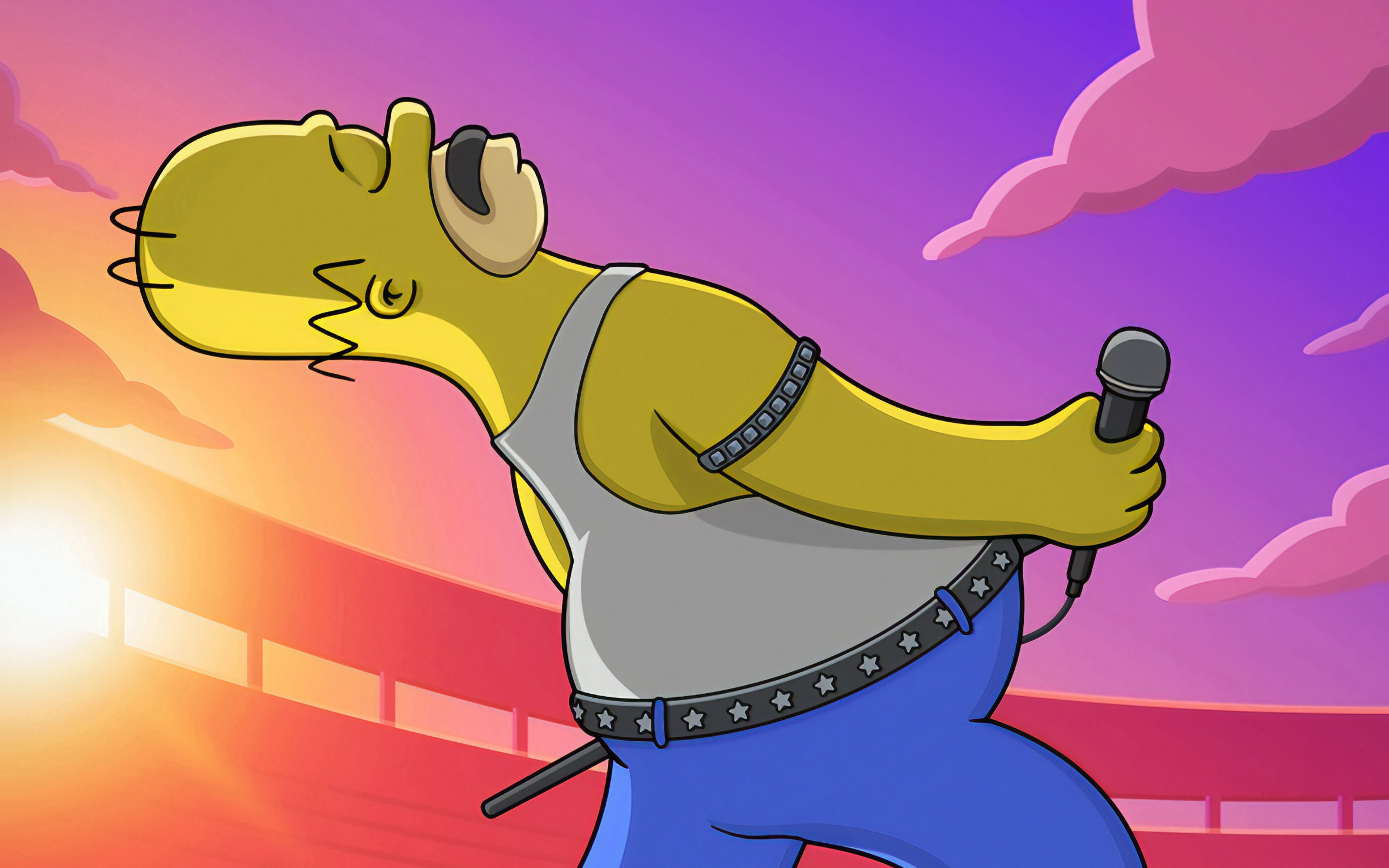 Fondos de pantalla Homero Simpson como Freddy Mercury