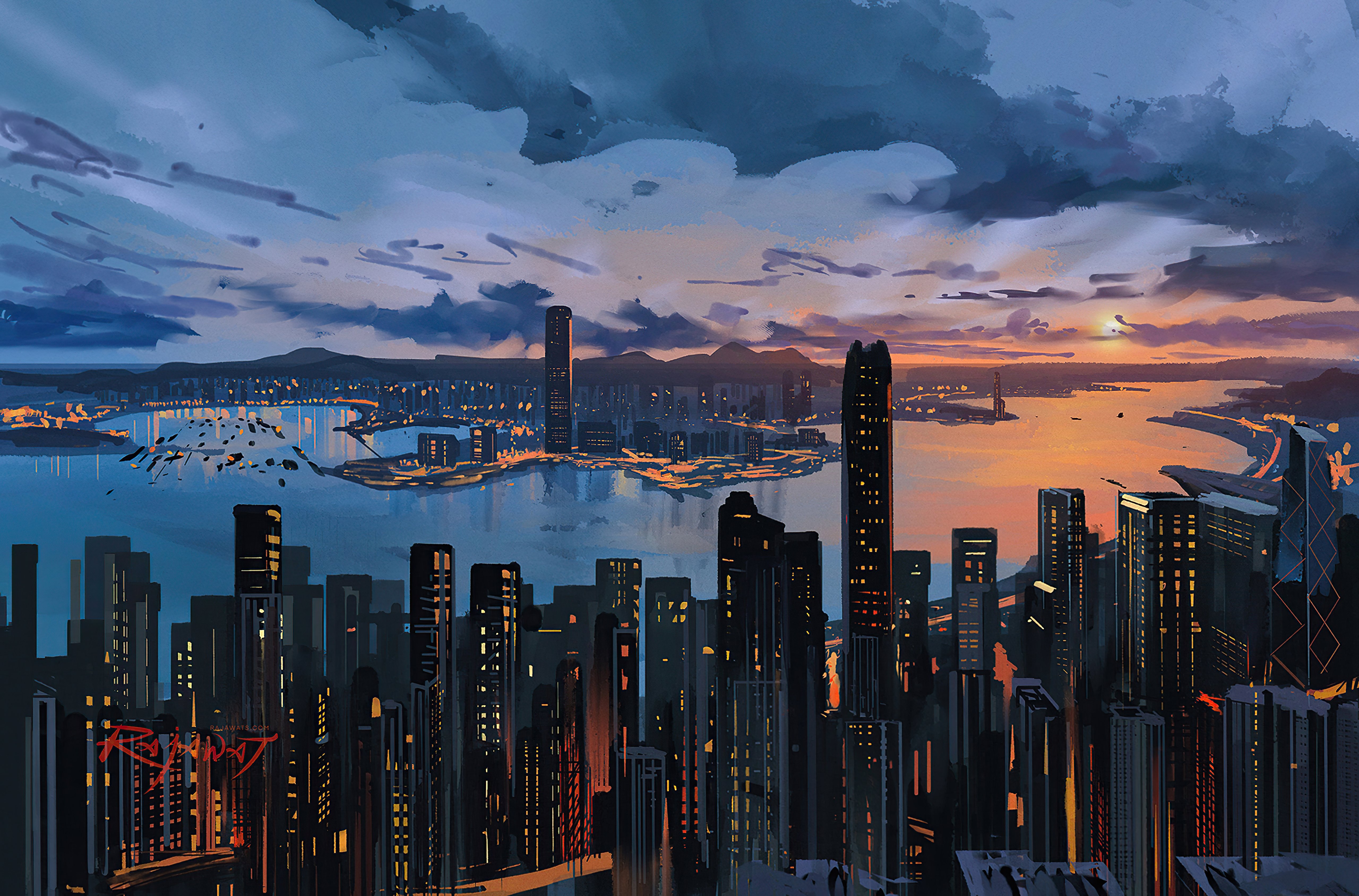 Fondos de pantalla Hong Kong Ciudad Arte Digital