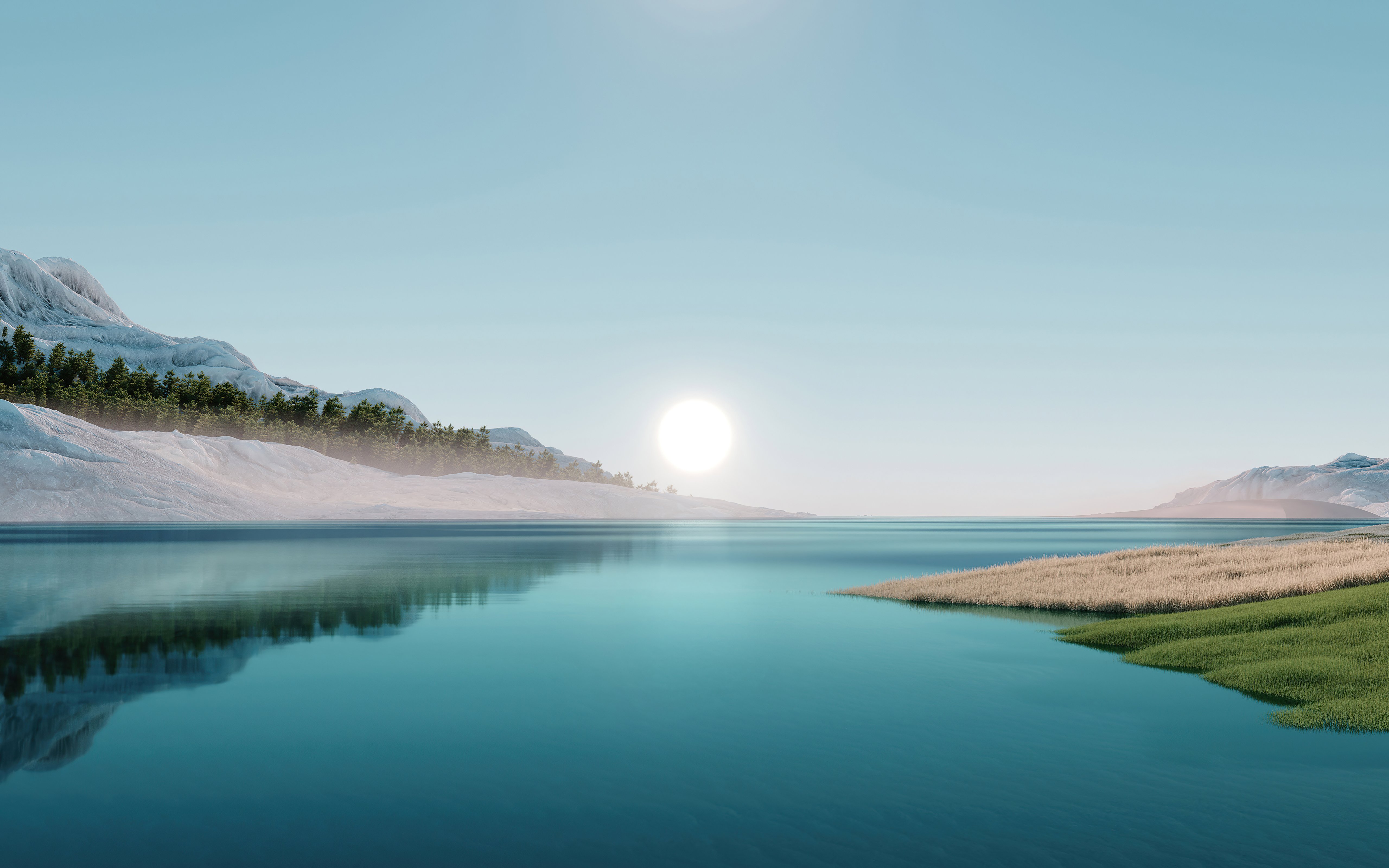Fondos de pantalla Ilustración de amanecer frente a lago