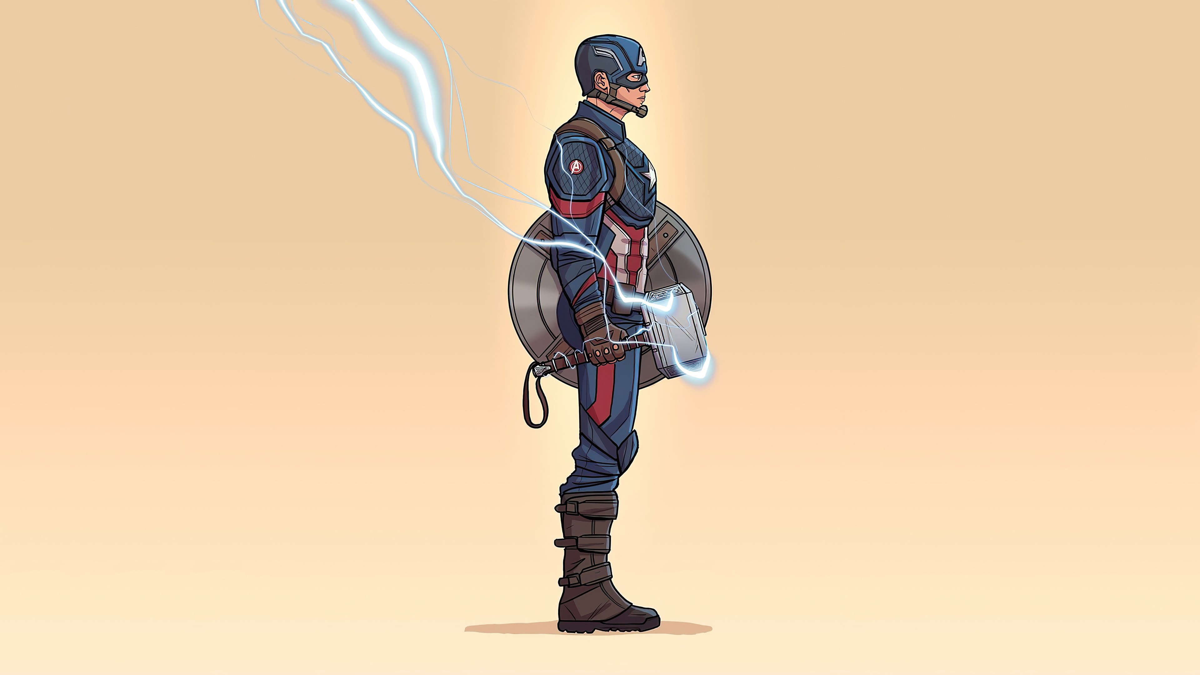 Wallpaper Minimalist Illustration of Captain America
