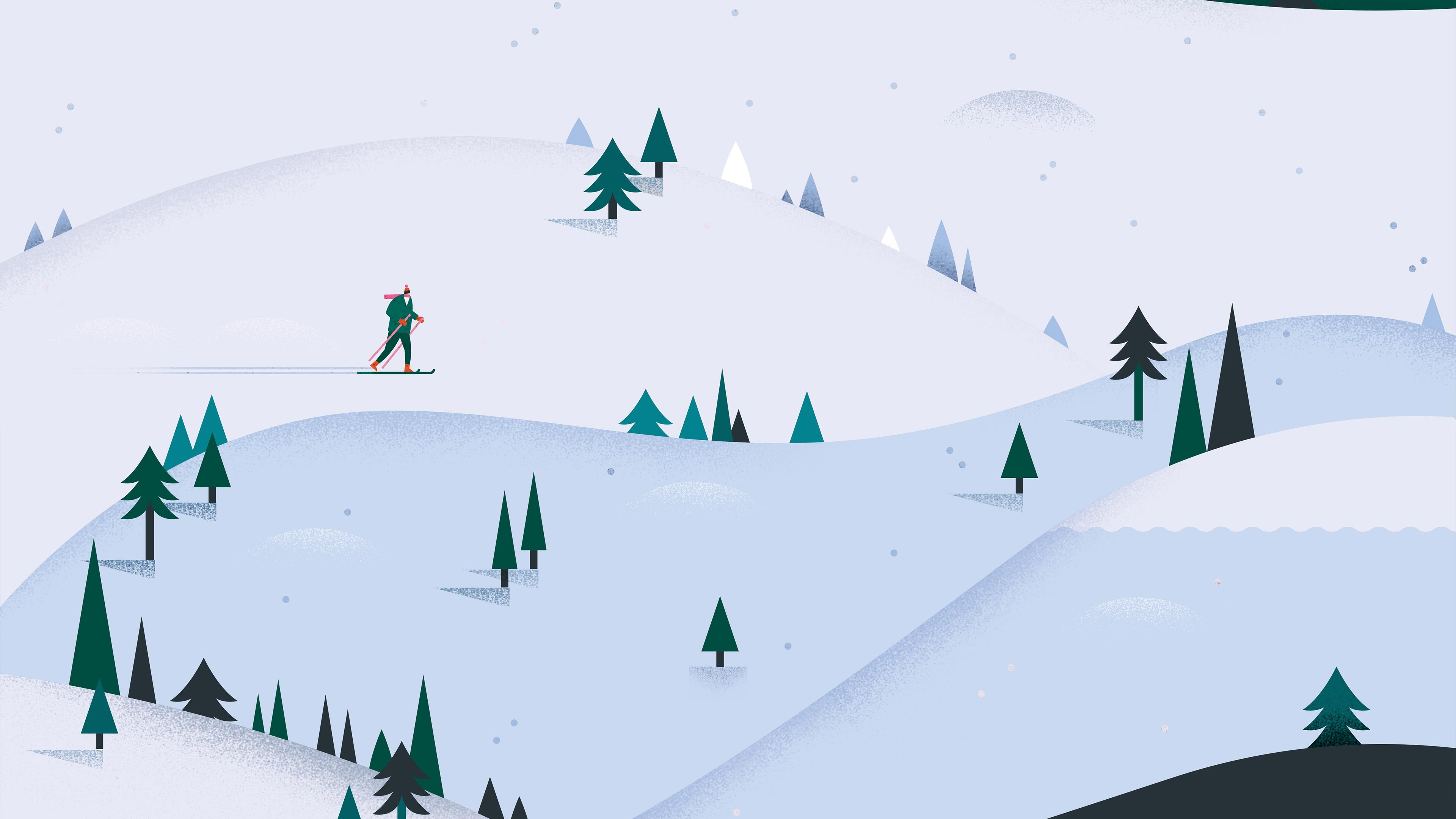 Fondos de pantalla Ilustración montañas de esquí