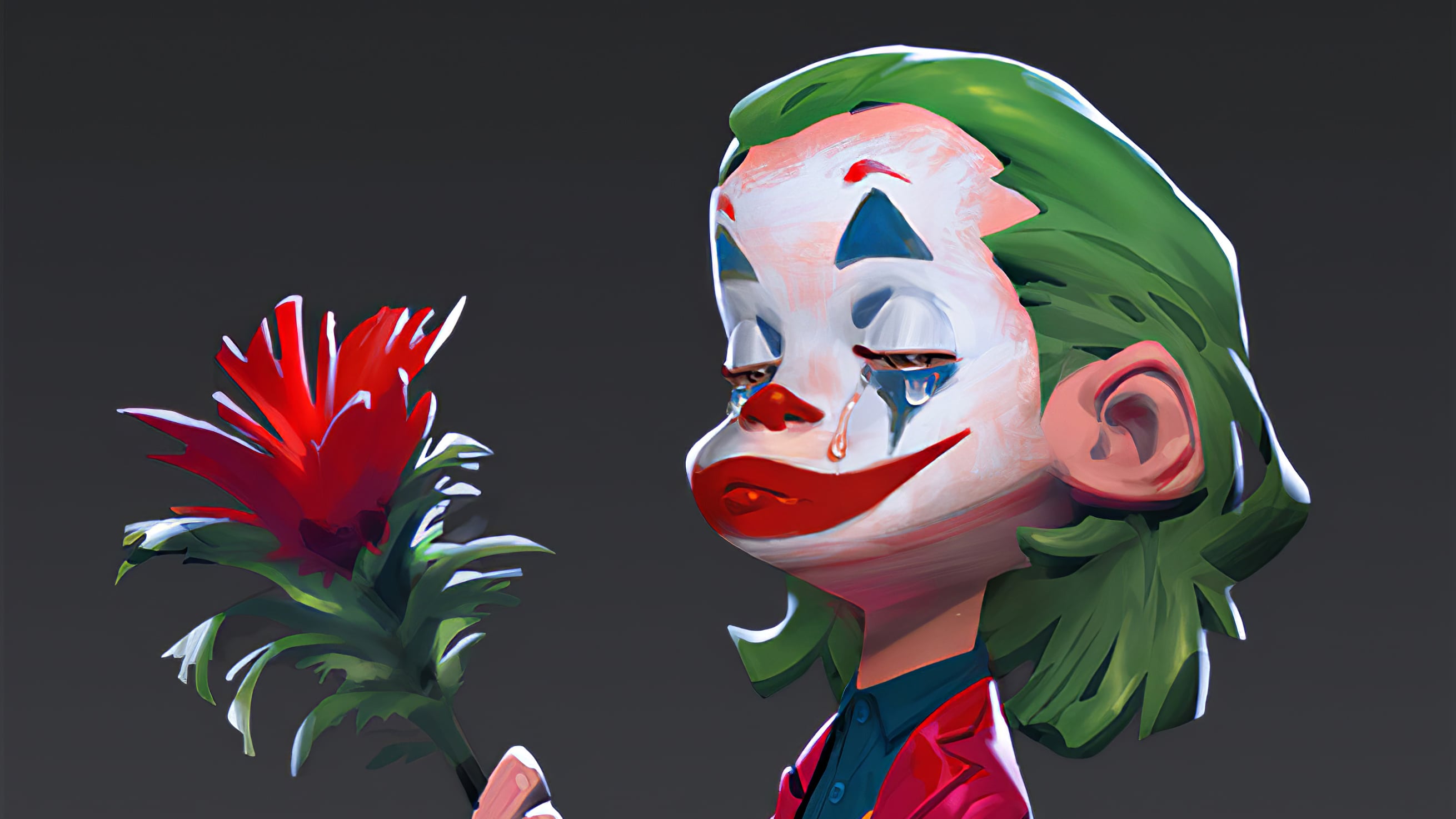 Fondos de pantalla Joker con una rosa