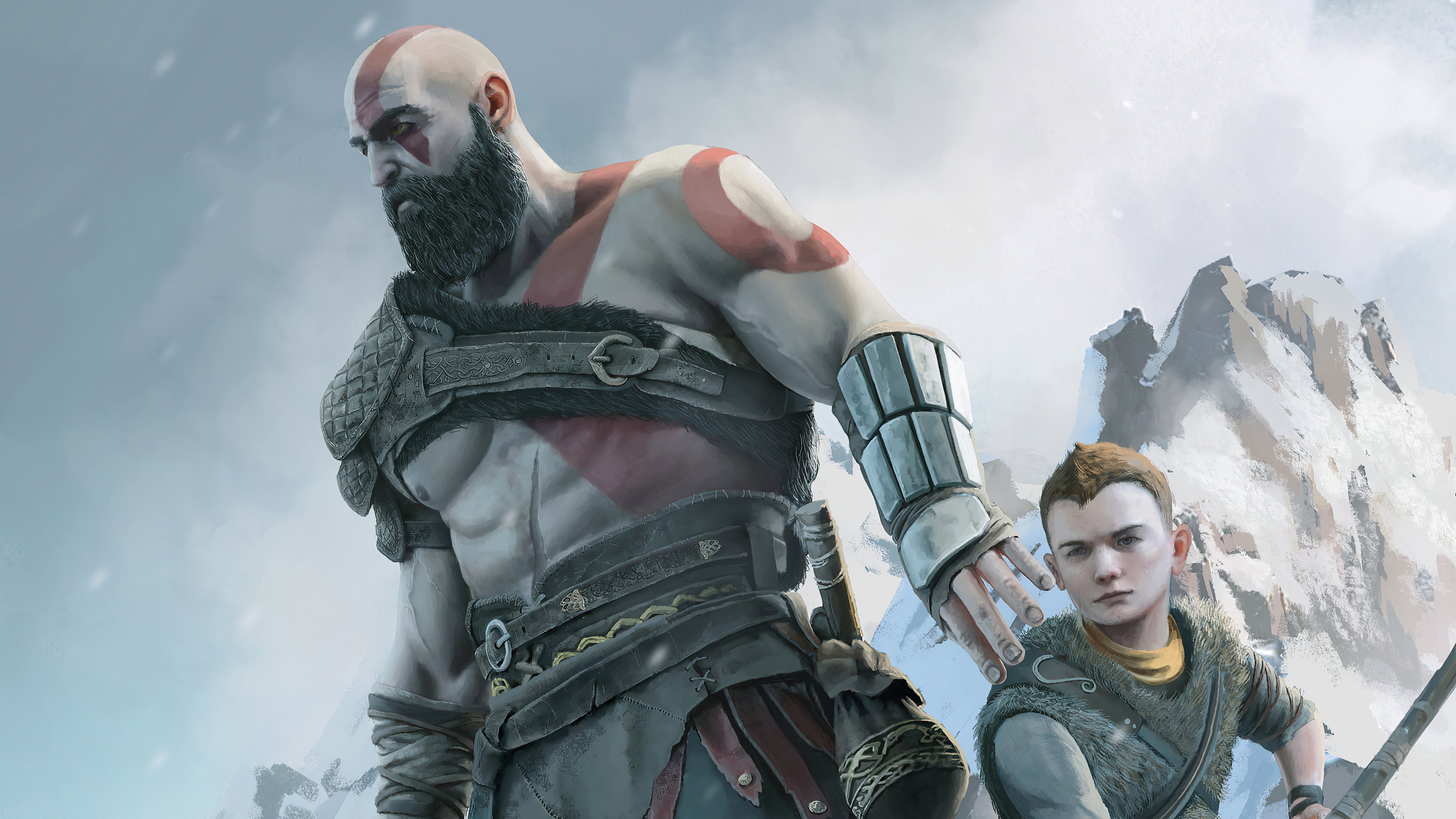 Wallpaper Kratos and Atreus from God of war