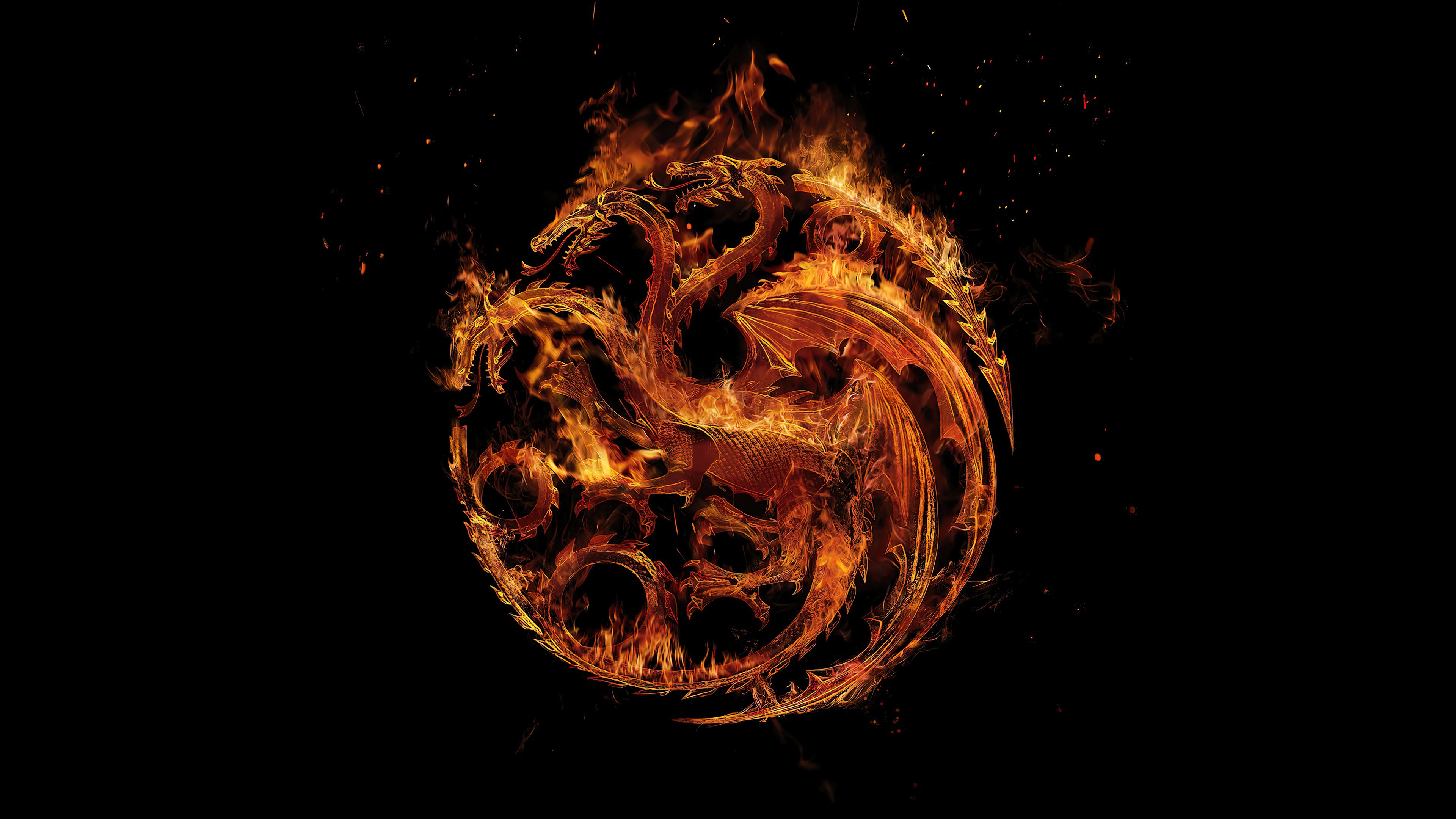 Fondos de pantalla La casa del Dragón Logo en fuego