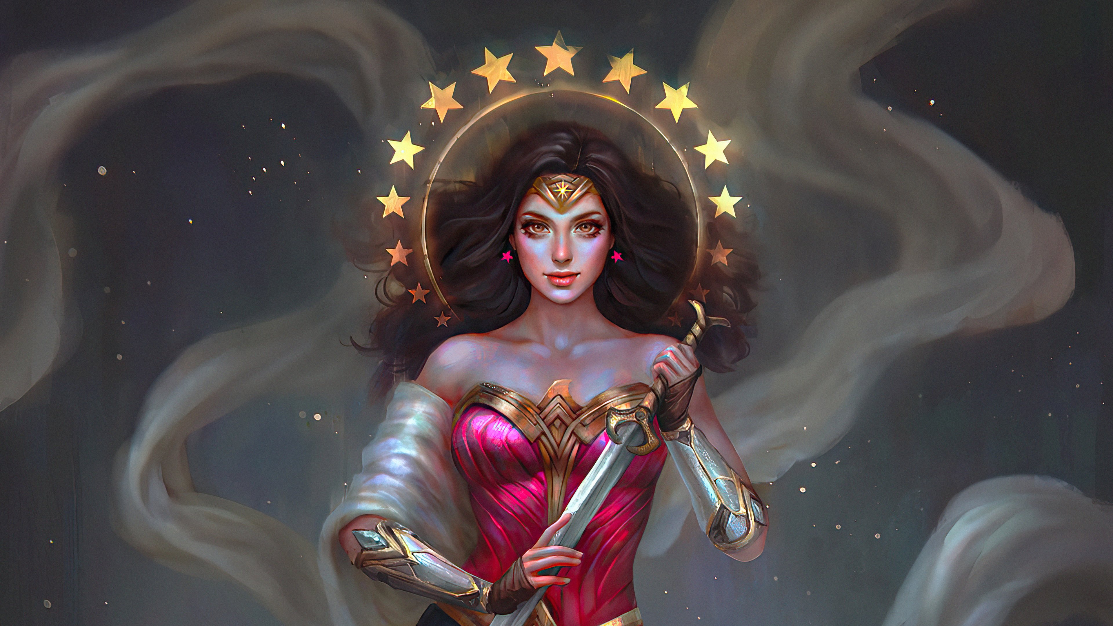 Wallpaper Wonder Woman with halo and sword