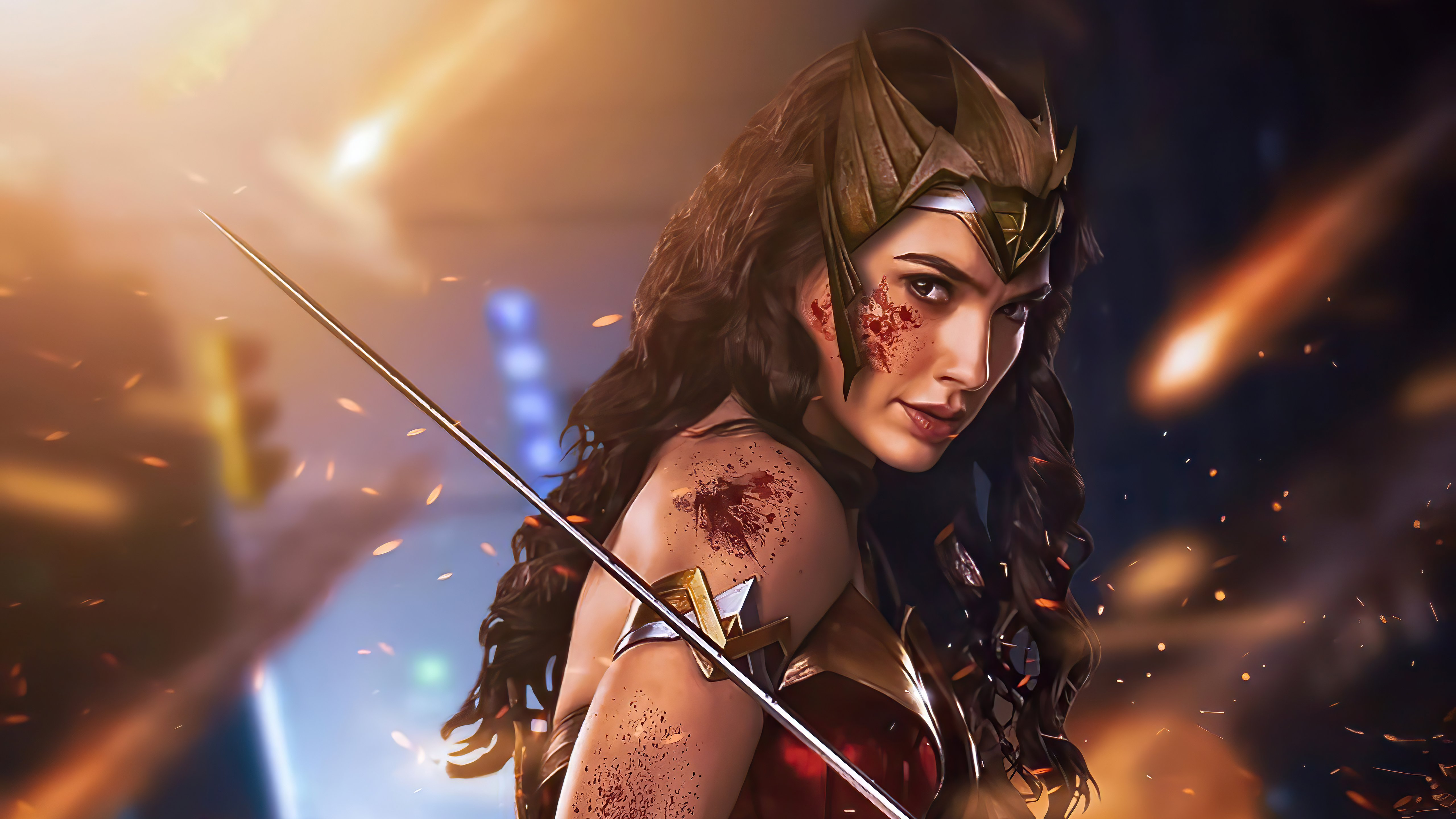 Wallpaper Wonder Woman with fight marks