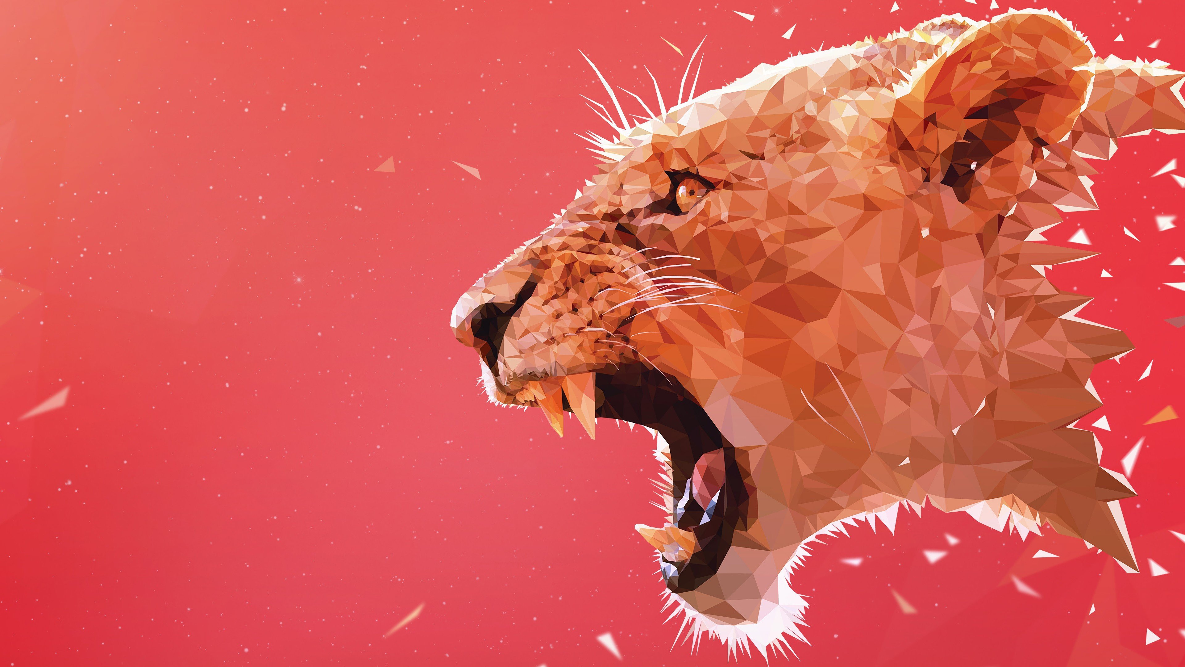 Wallpaper Lioness roaring digital art