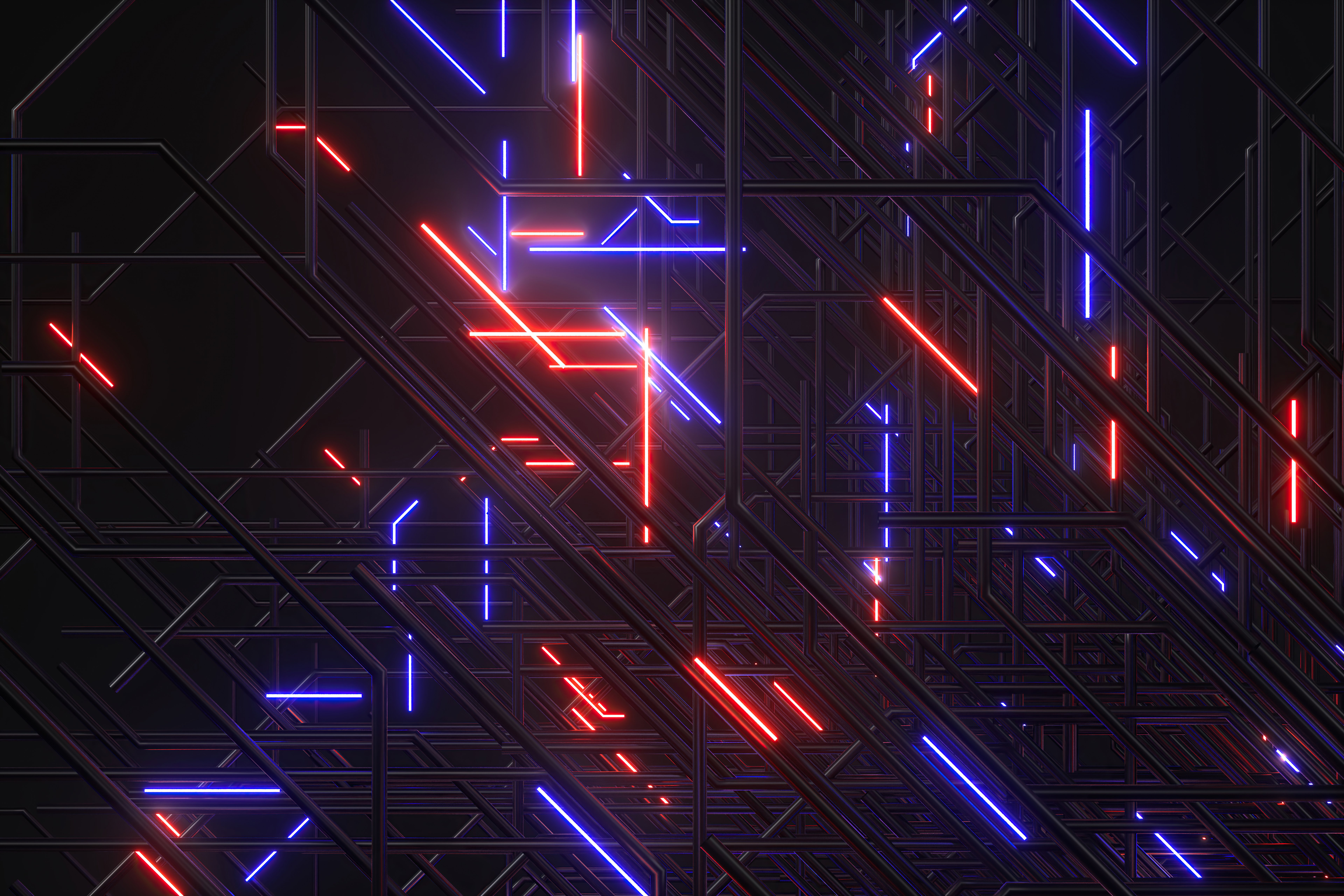Fondos de pantalla Lineas geometricas de neon Abstracto