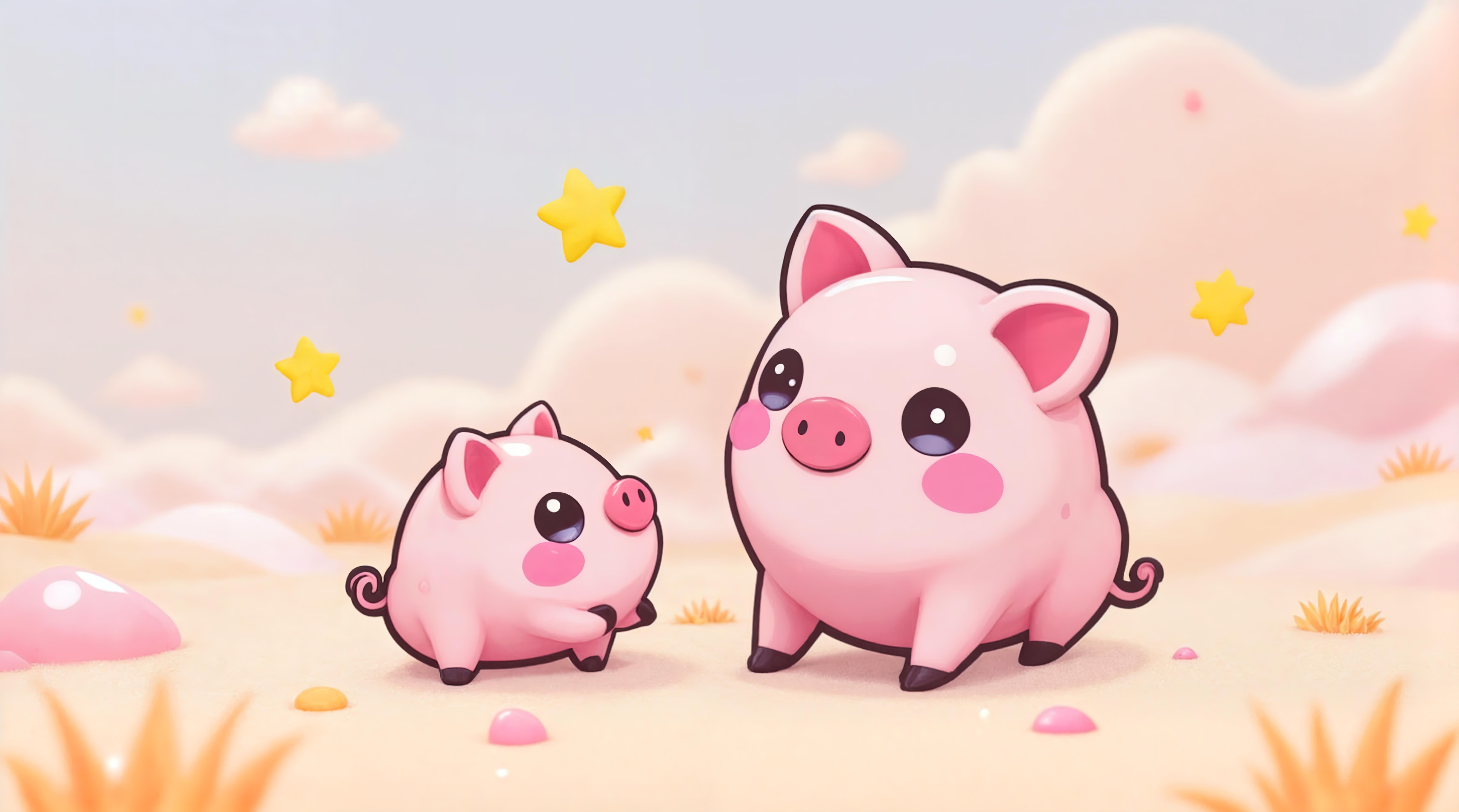 Fondos de pantalla Mother Pig and Her Piglet