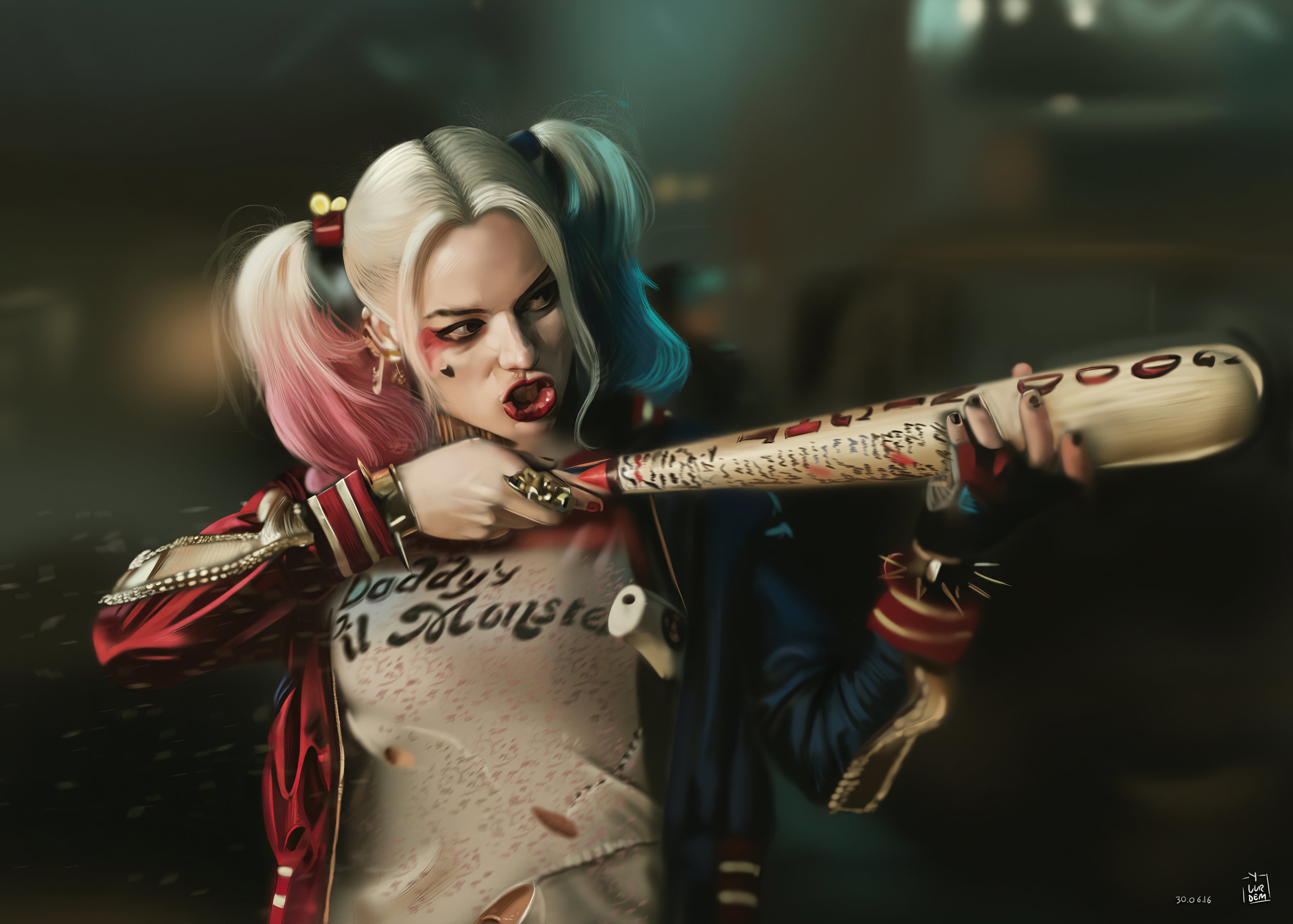 Wallpaper Margot Robbie as Harley Quinn Fanart