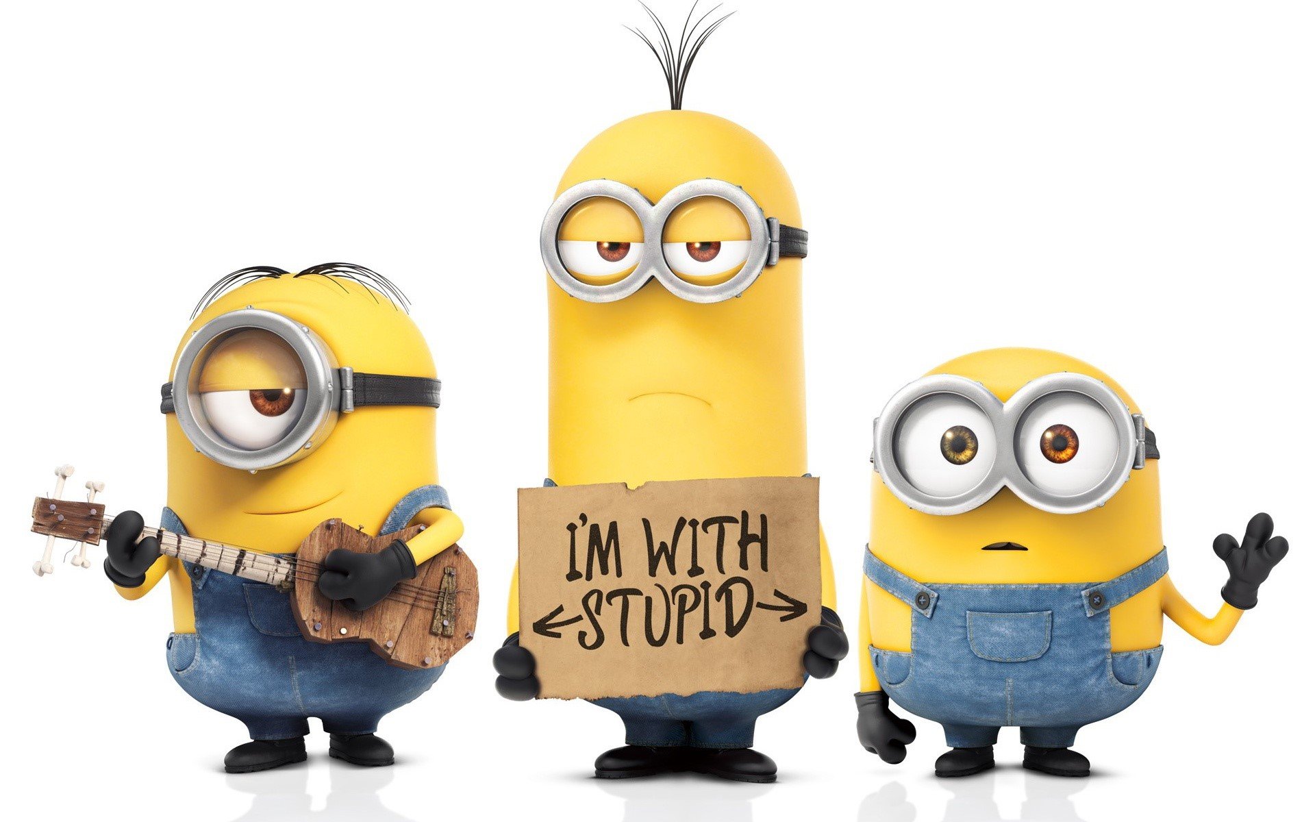 Wallpaper Minions with a sign