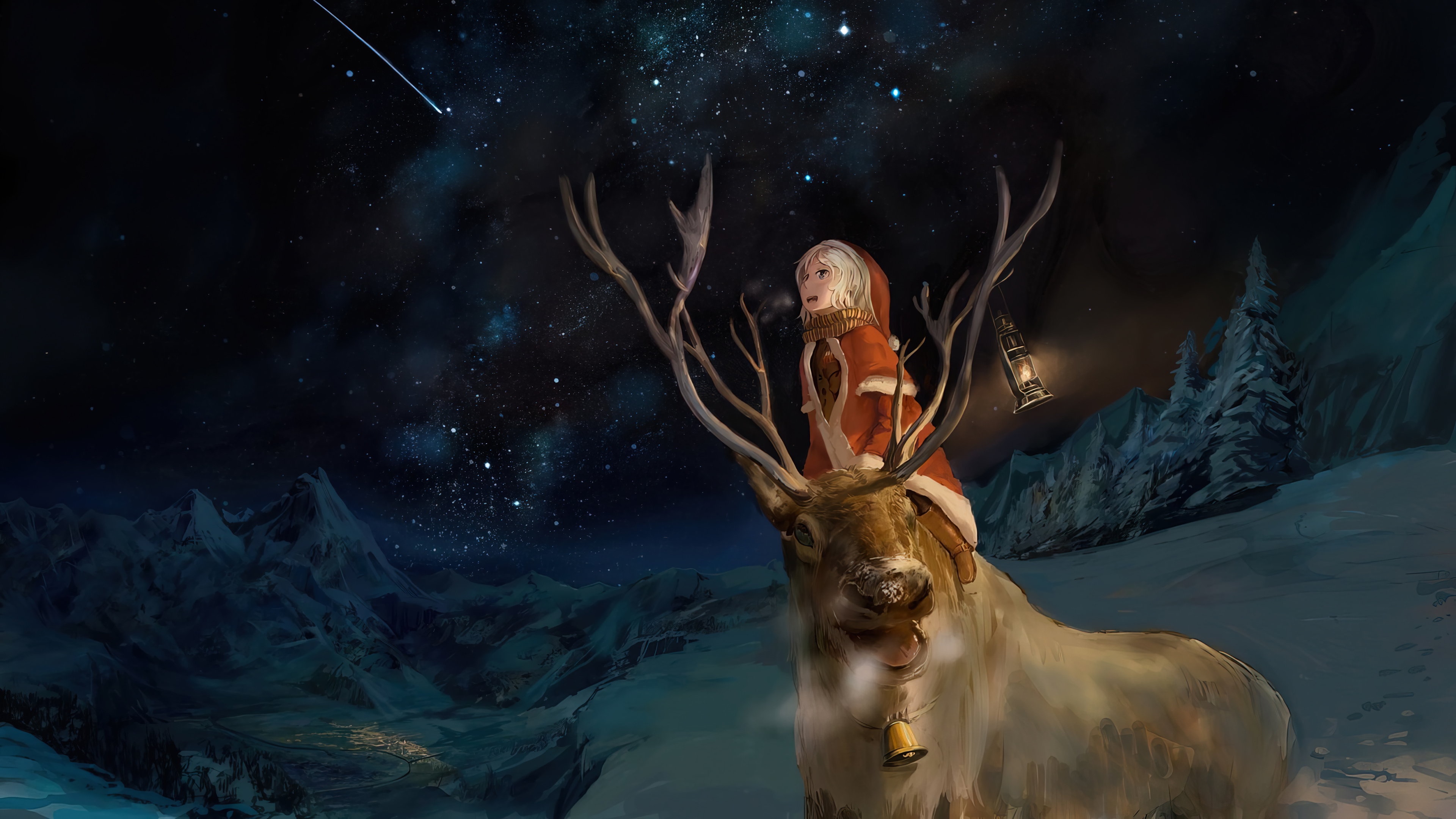 Wallpaper Girl with reindeer
