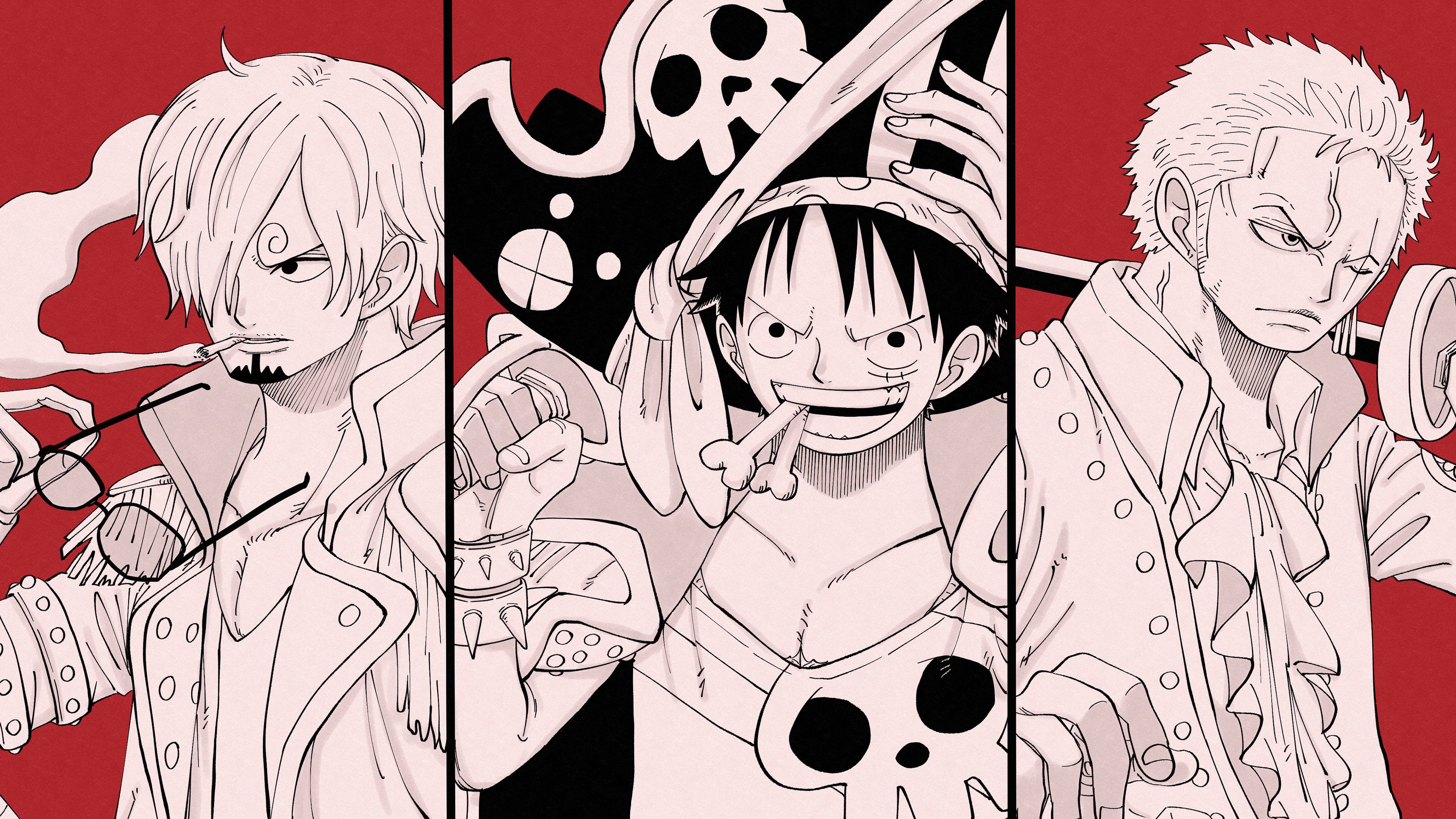 Fondos de pantalla One Piece Red Luffy Zoro Sanji