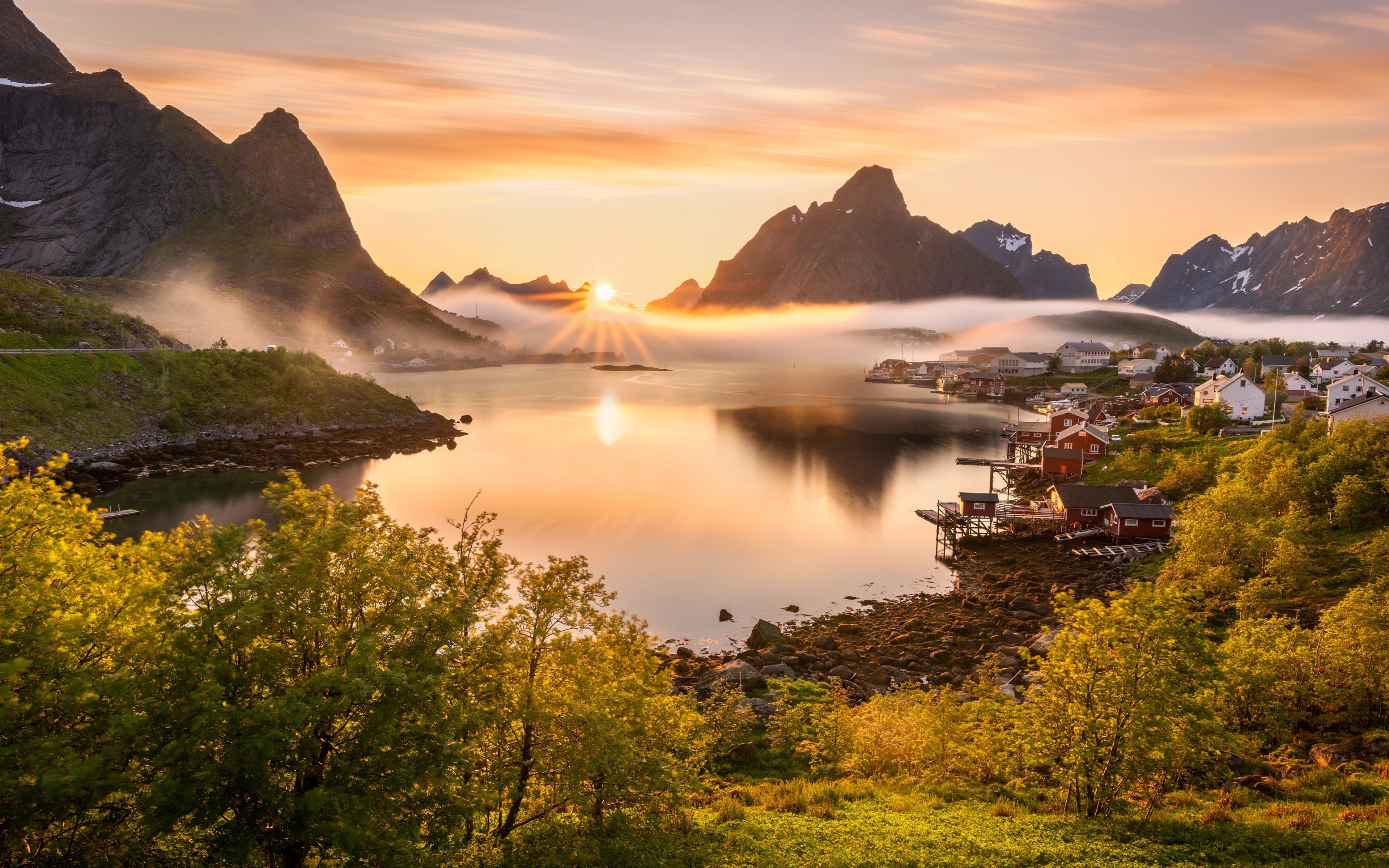 Wallpaper Norway Scenery Mountains at sunset