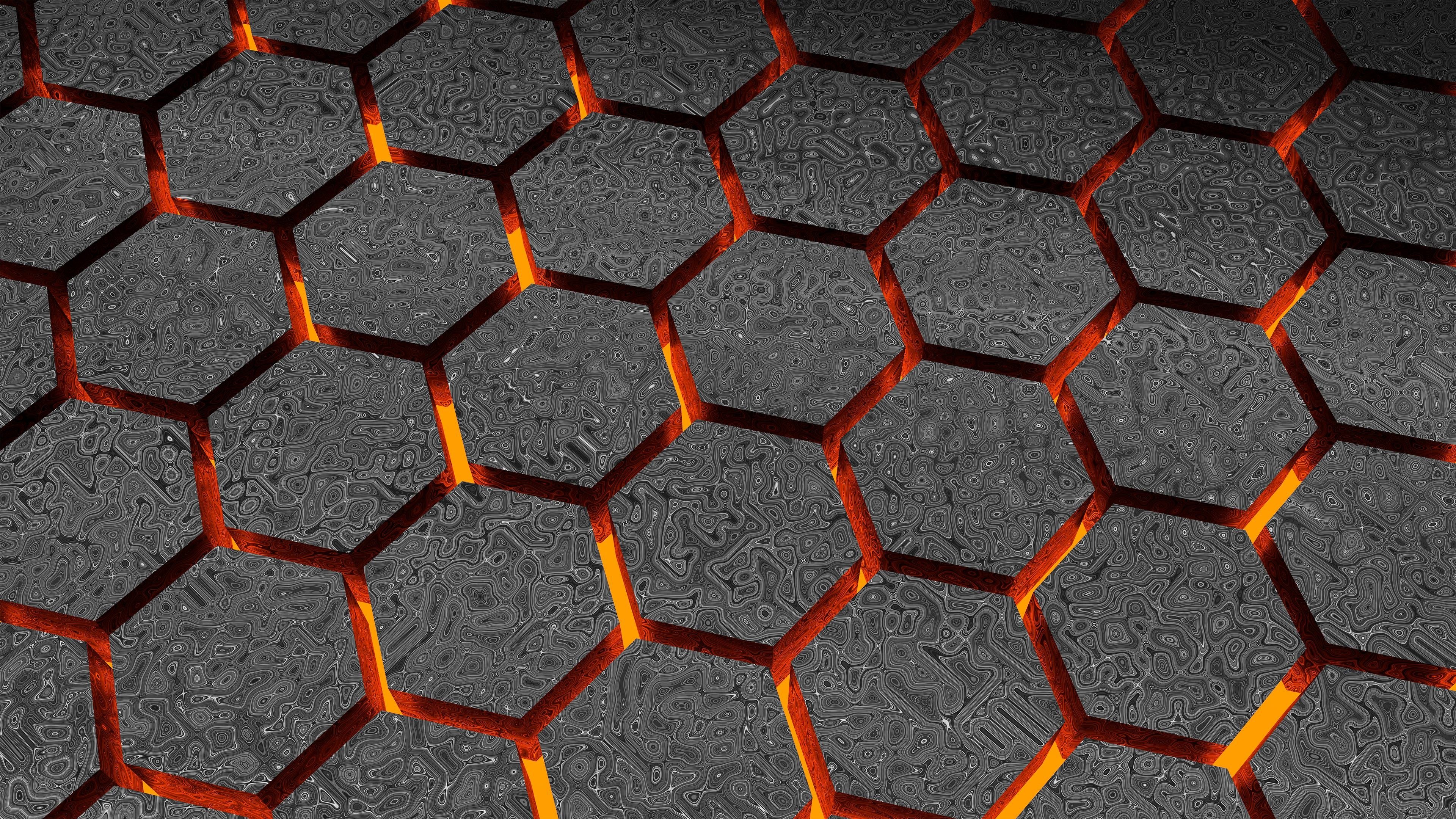 Fondos de pantalla Patrón de hexágonos en lava 3D