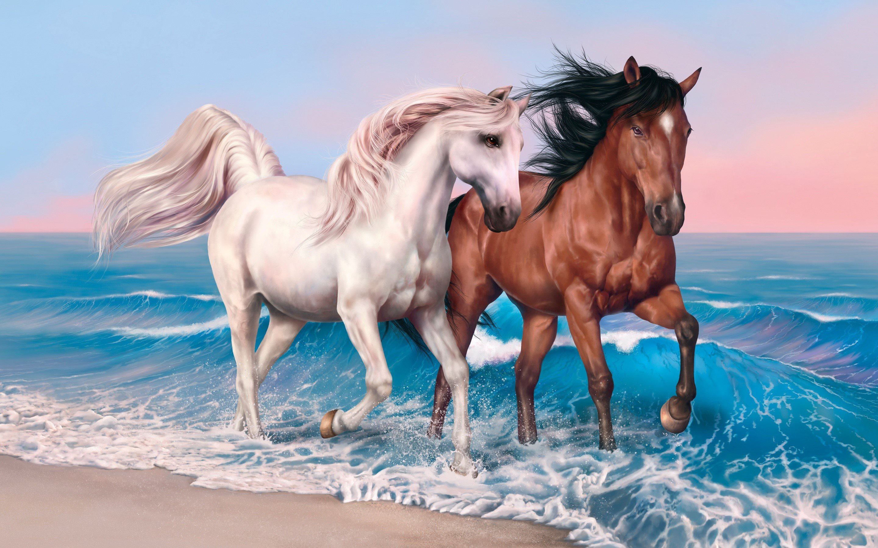 Wallpaper Painting of horses