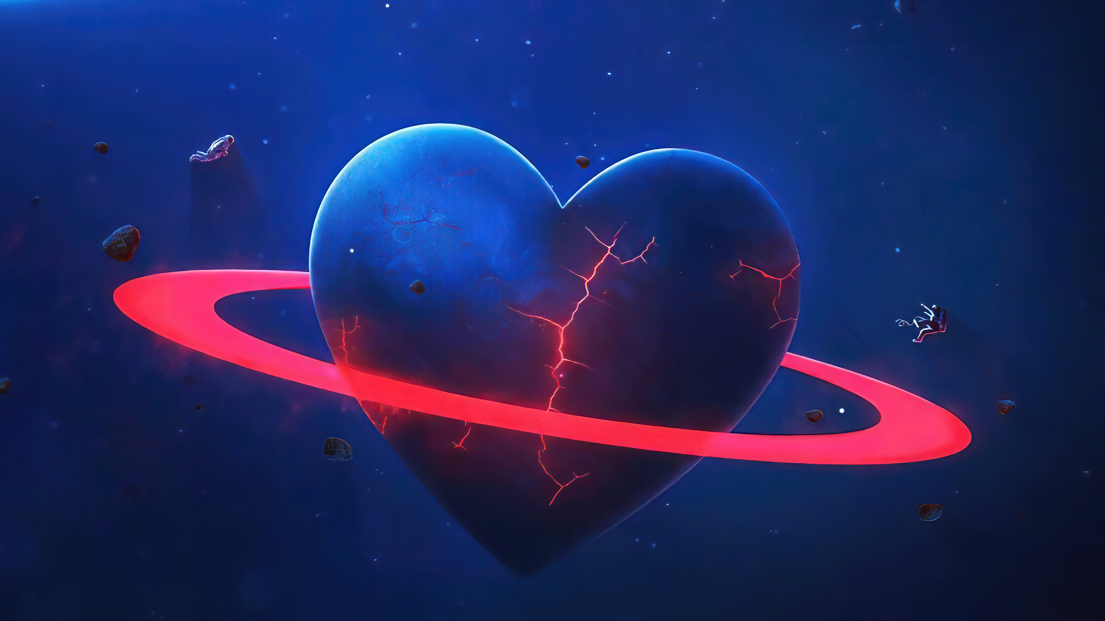 Heart-shaped planet with ring Wallpaper 4k Ultra HD ID:10508