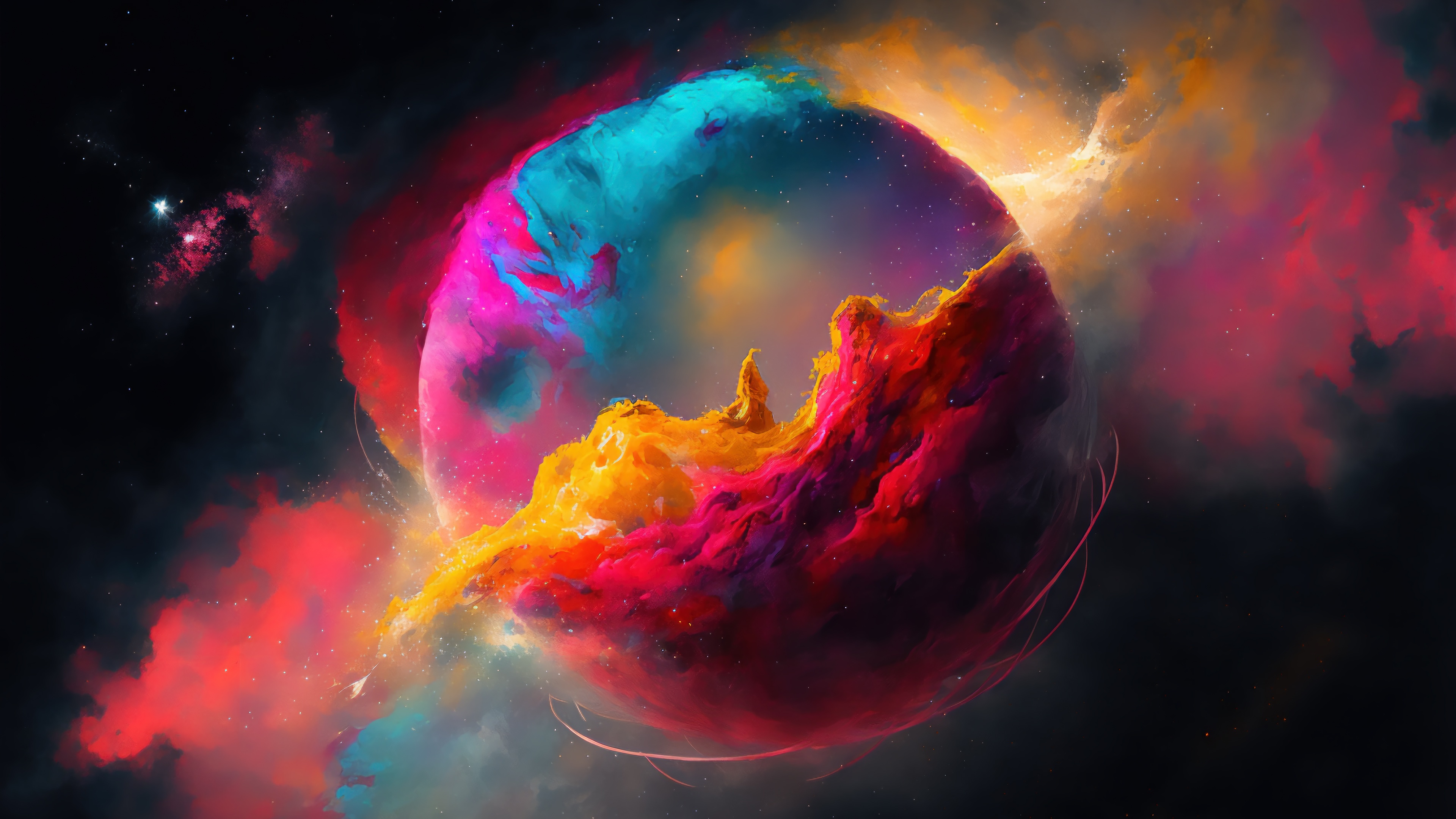 Fondos de pantalla Colorful nebula planet